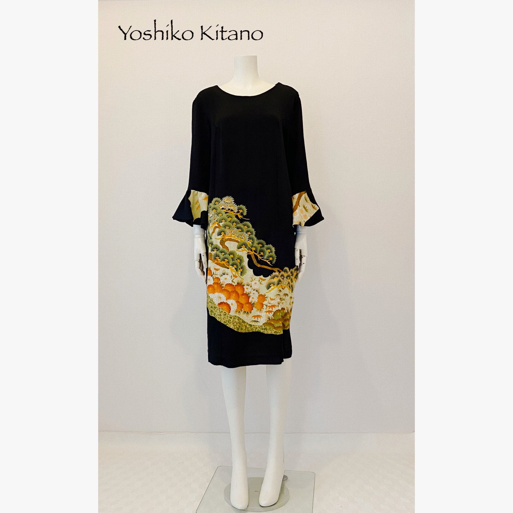 袖口がかわいい着物リメイクワンピース Yoshiko Kitano