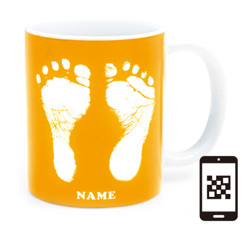 Ai Mug A Type Yellow Qrコード付き Ai Mug アイマグ 赤ちゃんの足型が入ったマグカップ