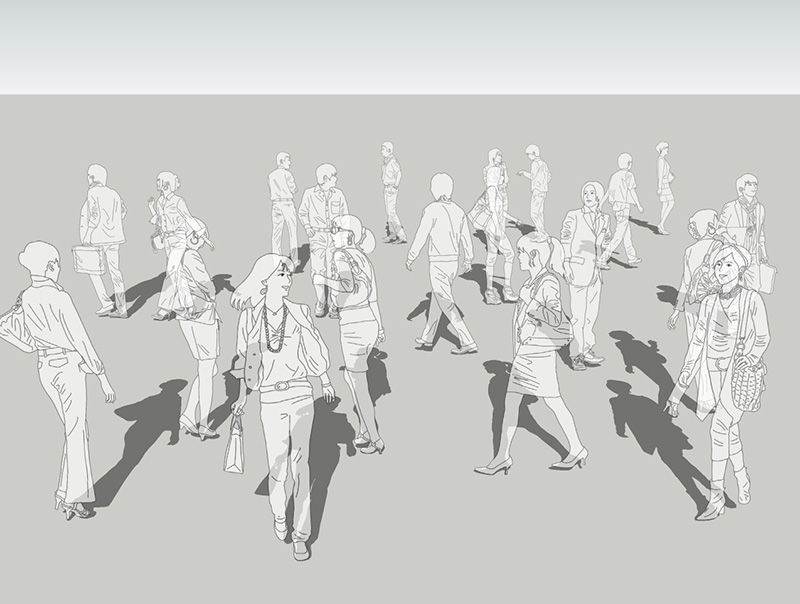 人物線画SketchUp素材 4up_line01_20_3 - 画像1