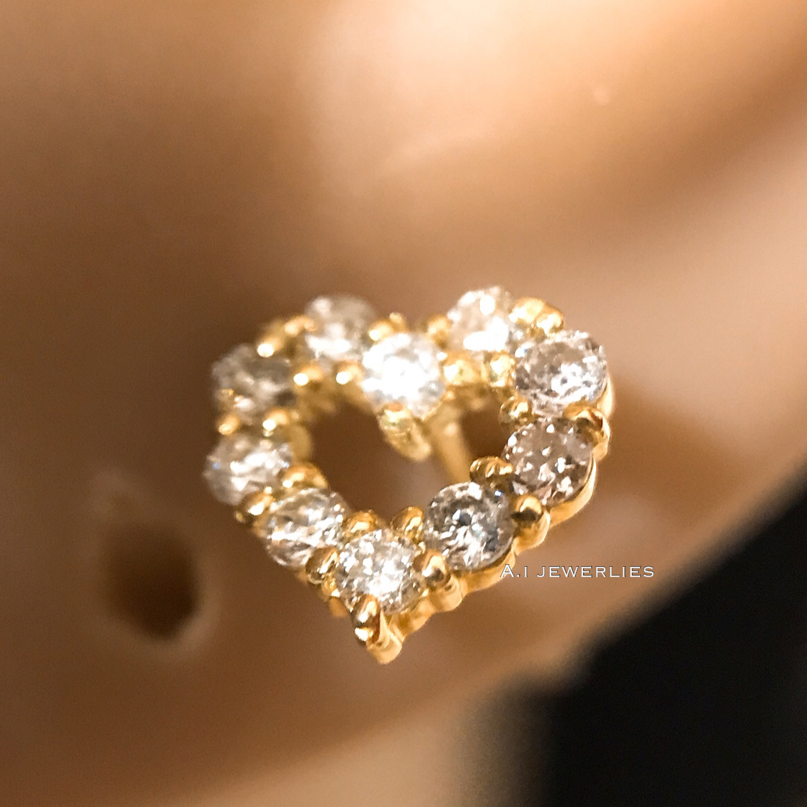 ピアス 18金 ダイヤ K18 天然石 ダイヤモンド ピアス オープンハート K18 Diamond Open Heart Pierce A I Jewelries エイアイジュエリーズ