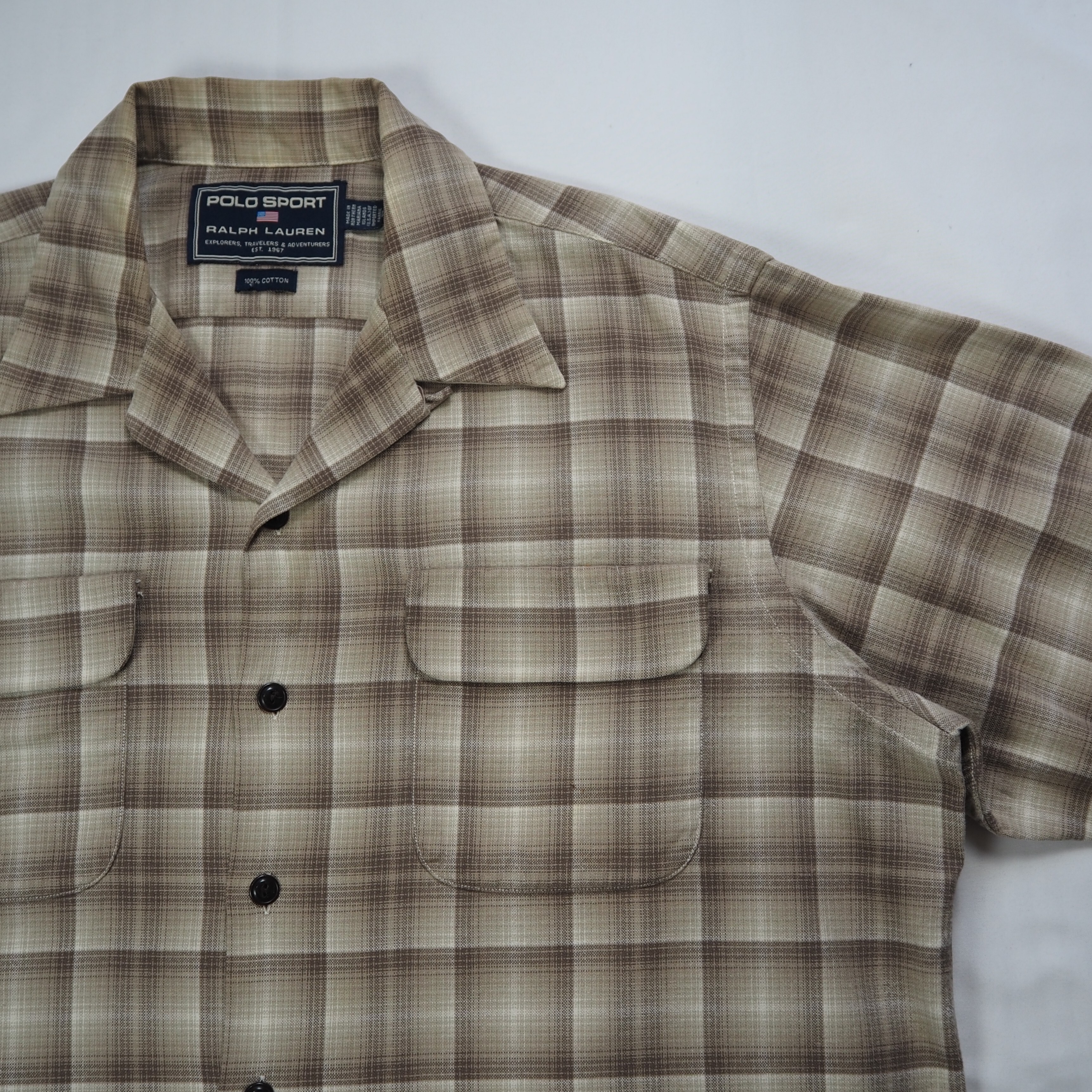 【9/23 20:00入荷】90's POLO Sports シャツ オンブレ ブラウン Lサイズ の画像 5
