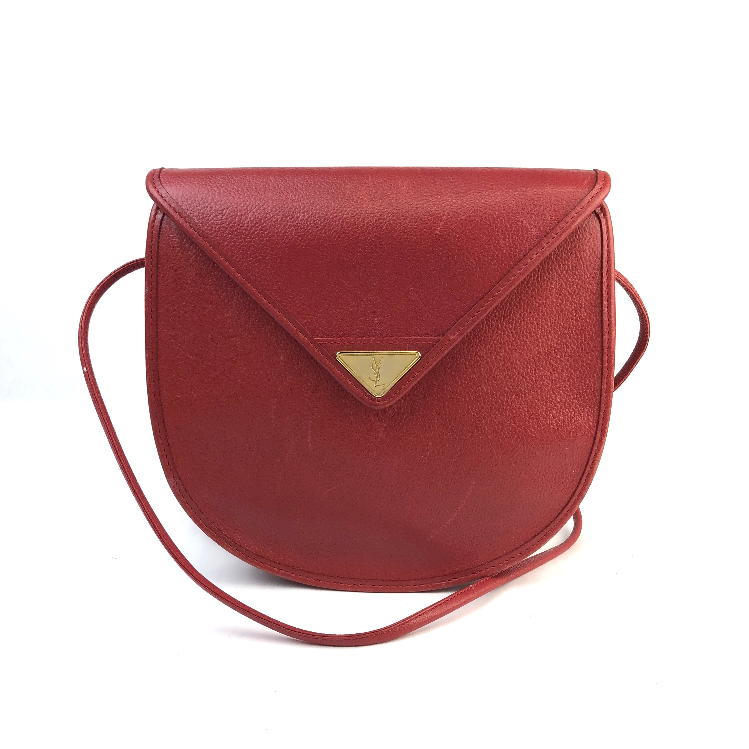 Yves Saint Laurent イヴ サンローラン Ysl ロゴ プレート ショルダーバッグ ポシェット レッド Vintage ヴィンテージ オールド Vintageshop Solo