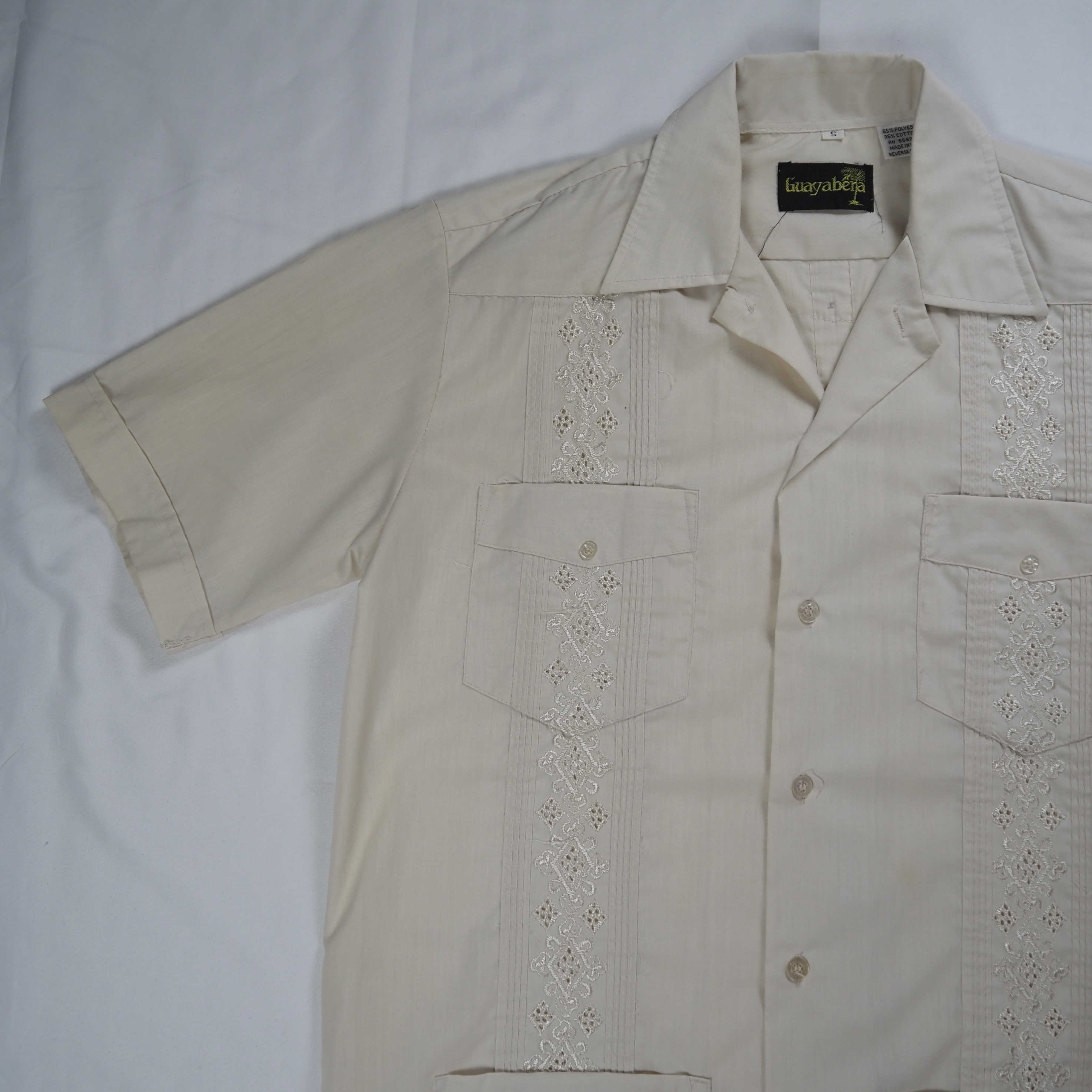 80’s-90’s Guayabera キューバシャツ Sサイズ ベージュ の画像 4