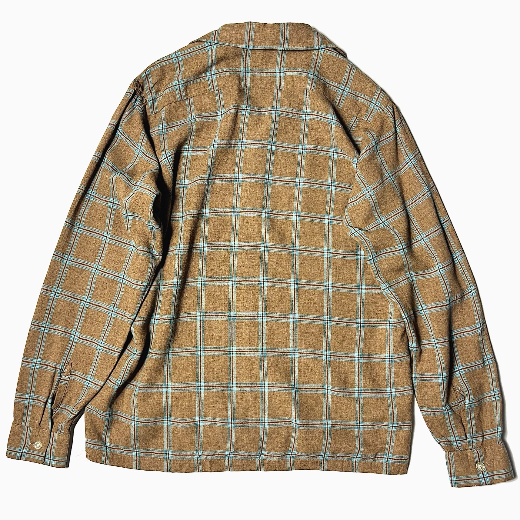 Vintage 60's【mac phergus】Open Collar Rayon Check Shirt の画像 2