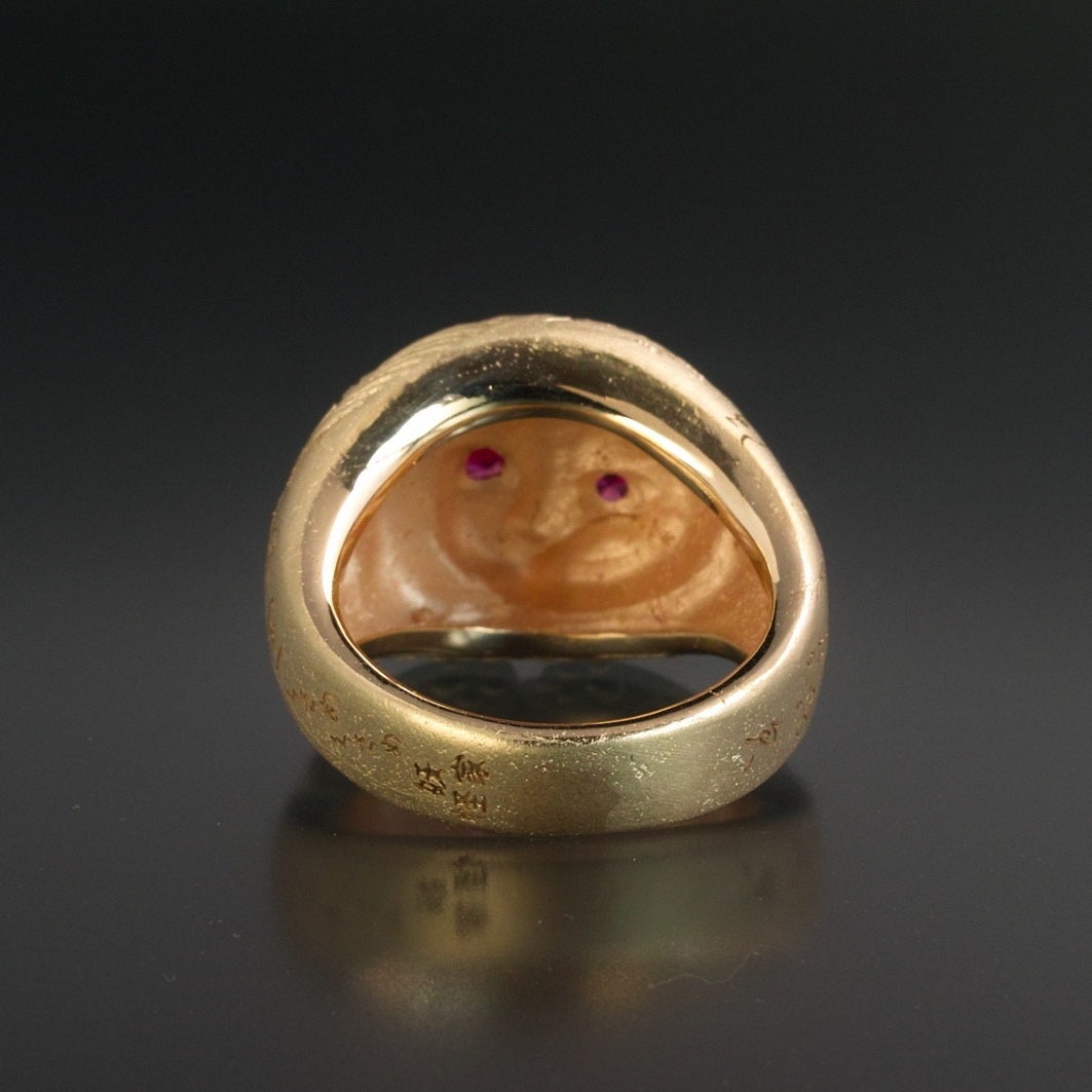 受注制作|犬? 猫? 妖怪指輪 『 すねこすり 』 10金イエローゴールド*ルビー