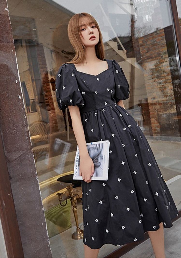 クリアランス超高品質 ワンピース ロング丈 バブルスリーブ 半袖 花柄 Aライン 大人可愛い エレガント 春 限定セット Ssl Daikyogo Or Jp