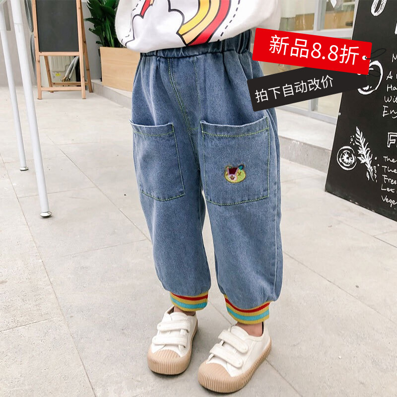 強い押しの自己保持年秋の新しい子供のジーンズの男の子とデニムのズボンウエスタンスタイルパンツ オータム 秋物 Snsで話題 Kids男の子 Kids女の子 韓国ファッション 男の子ママ 女の子ママ 海外キッズファッション 親子コーデ 今日の服 プチプラ Mi