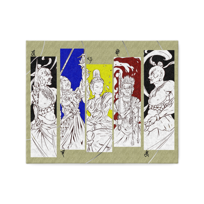 ５柱 不動明王 毘沙門天 帝釈天 金剛力士像 阿形 吽形 ファブリックパネル マツイkoubou 仏像のイラスト作成なら