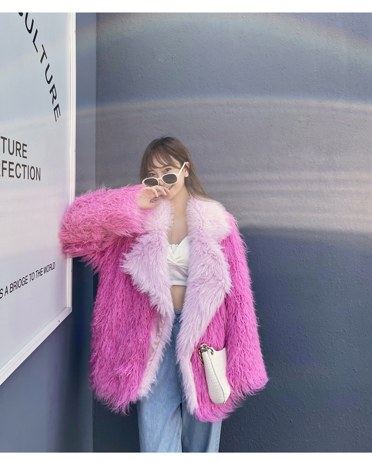 Qoo10] ピンクファーコート ファーコート エコフ