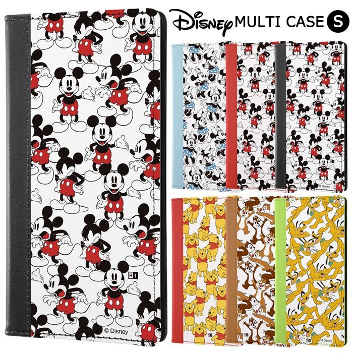 メール便 送料無料 多機種対応 ディズニー 汎用 手帳型ケース Flex Sサイズ 小さめ 手帳型 手帳 ケース カバー マルチケース ミッキー ミニー プルート チップ デール プー カード収納 Galaxy Aquos Xperia Iphone Arrows 多機種 スマホケース スマホカバー S In 7g308