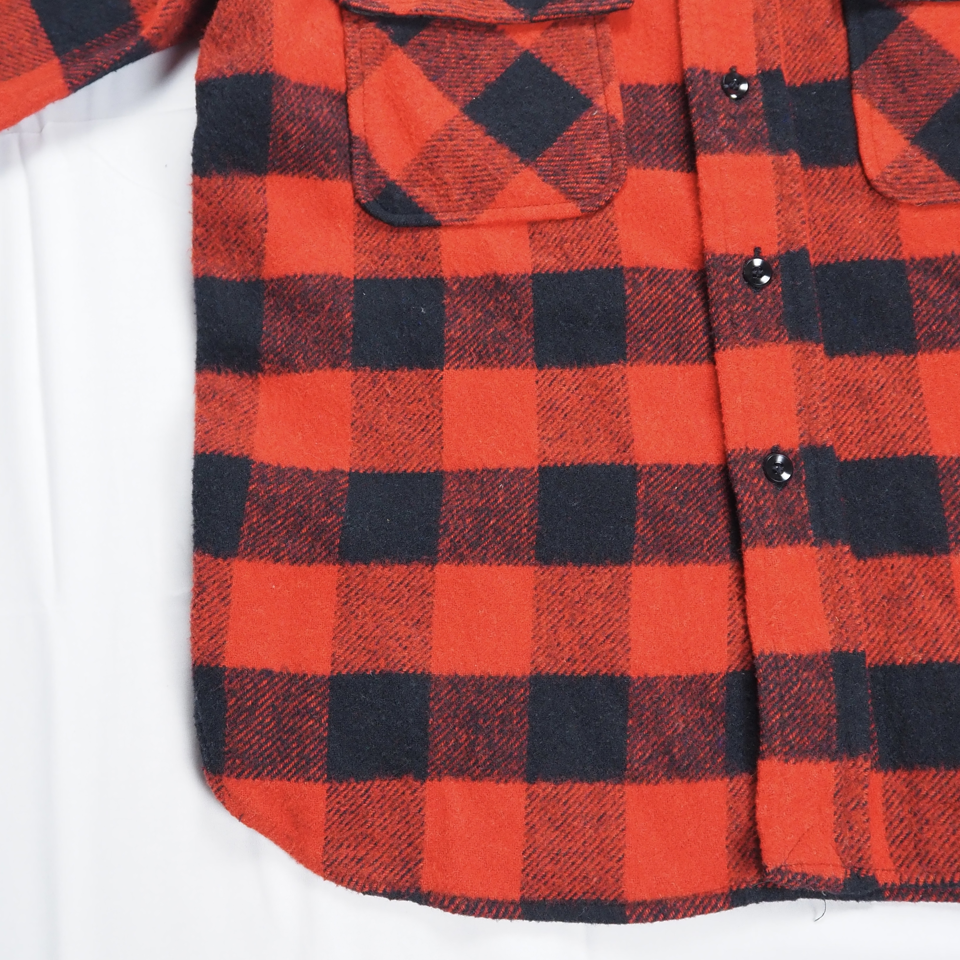 70’s J.C. Penny フランネルシャツ Mサイズ レッド×ブラック ブロックチェック Mサイズ マチ付き オンライン限定商品 の画像 5