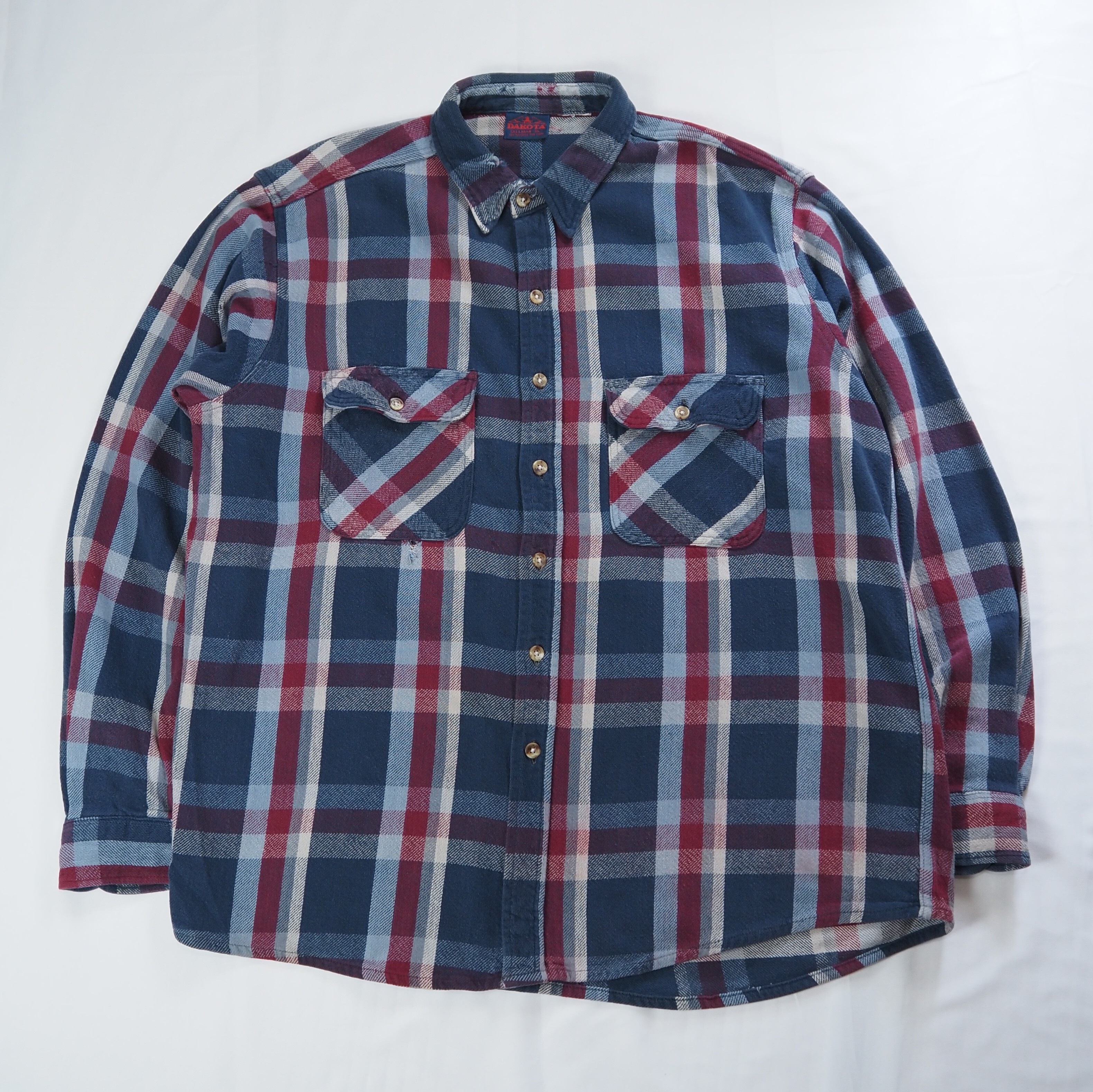 90's Dakota ヘヴィネル XL ブルー×ワインレッド
