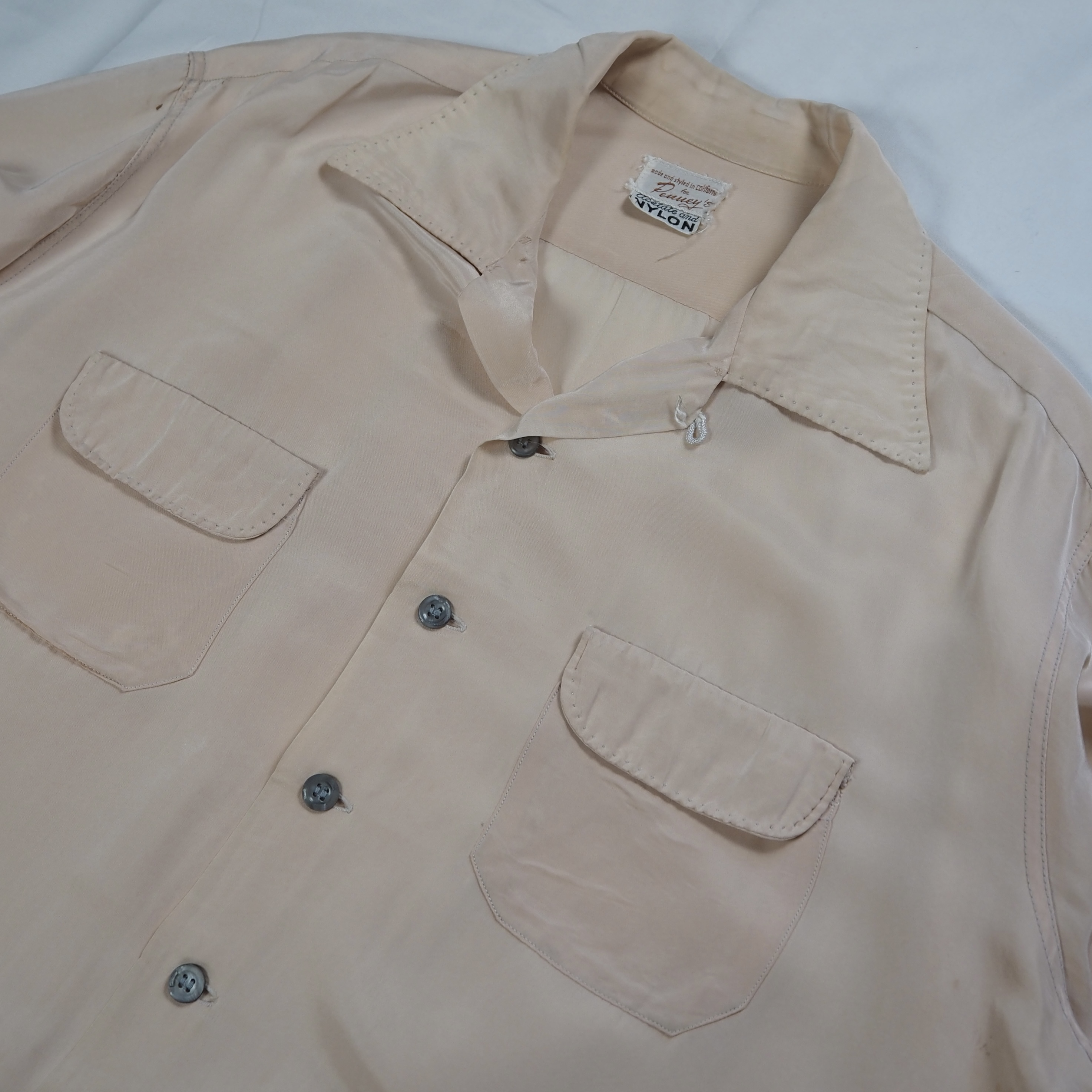 【ビッグサイズ】50’s Penny’s ナイロンシャツ ピンク XL の画像 2