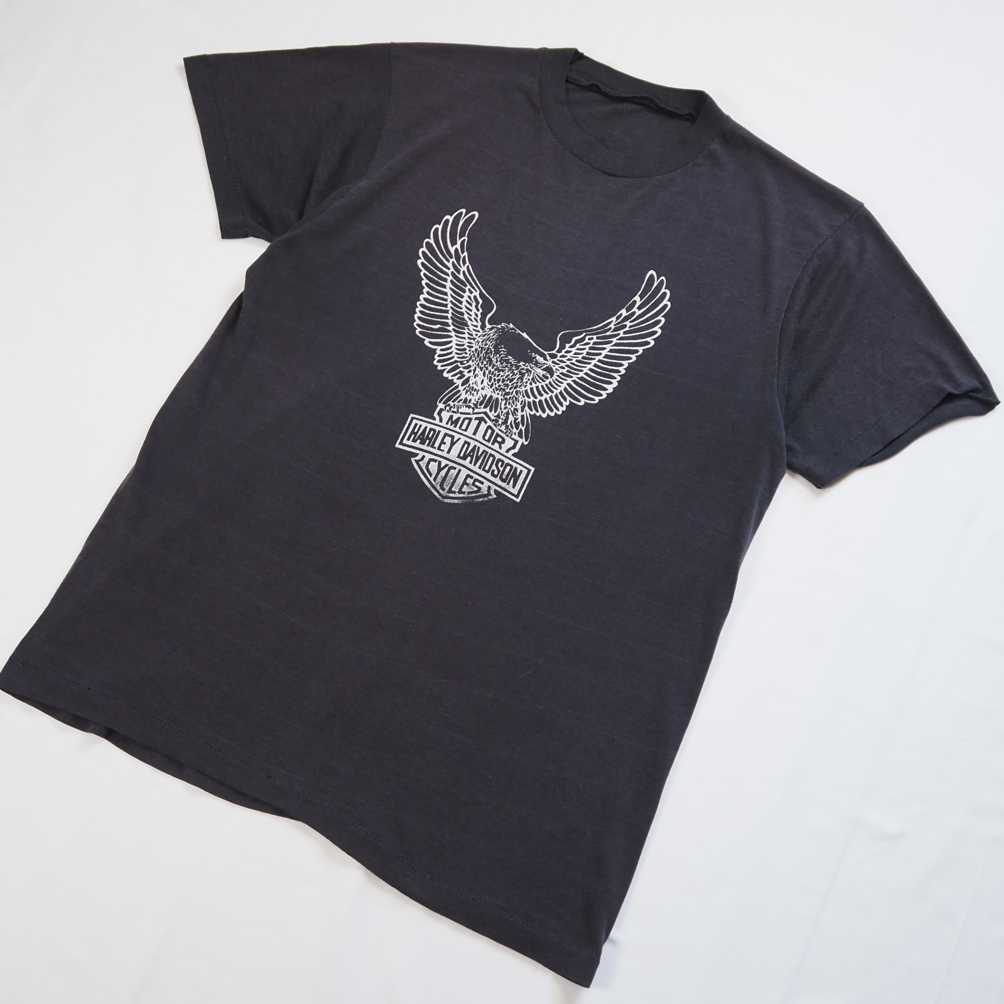 80’s Harley Davidson Print Tee フェードブラック S-Mサイズ程度 の画像 2