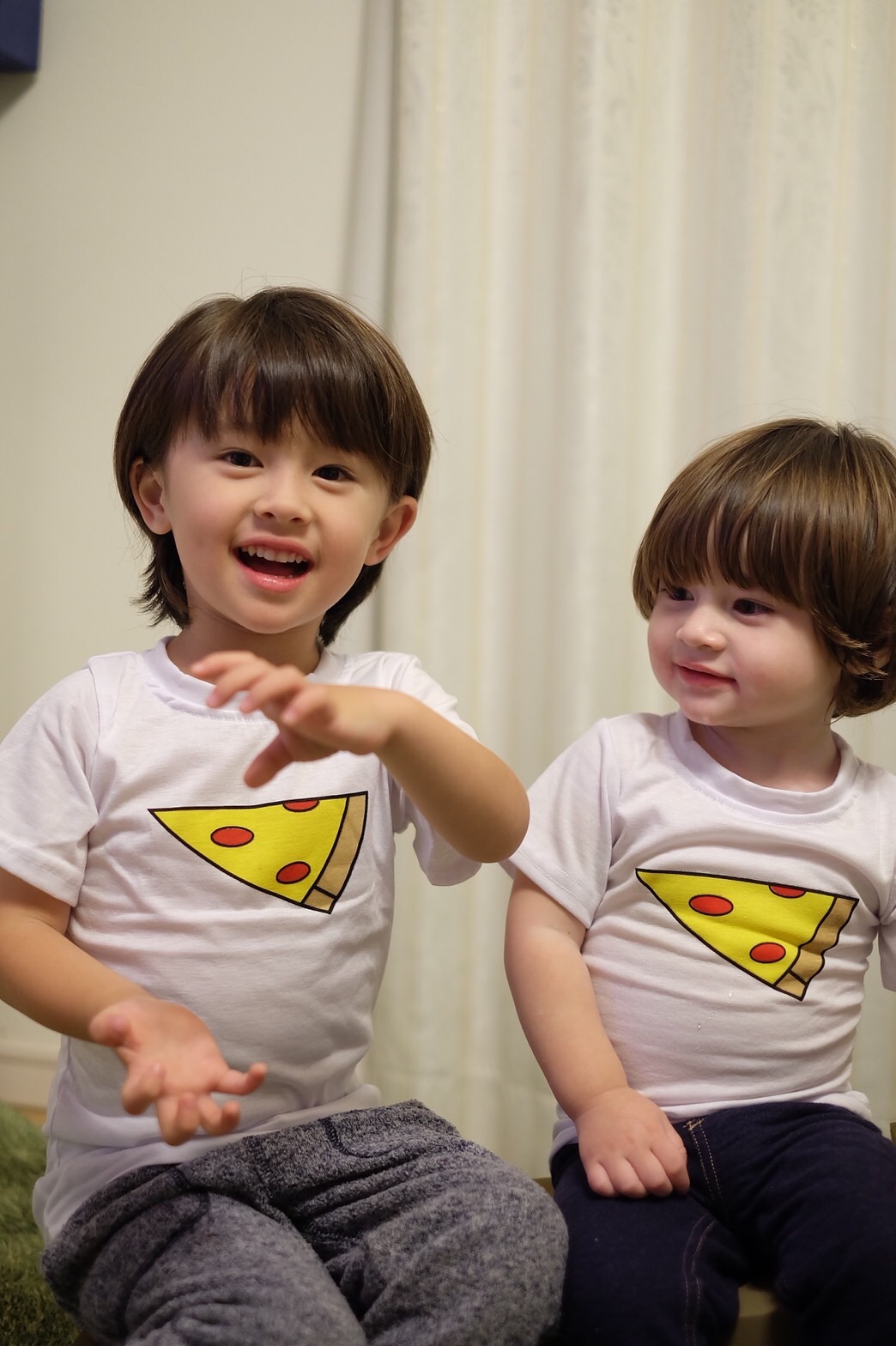 親子ペア パパとリンク ピザtシャツ Tuery Kids