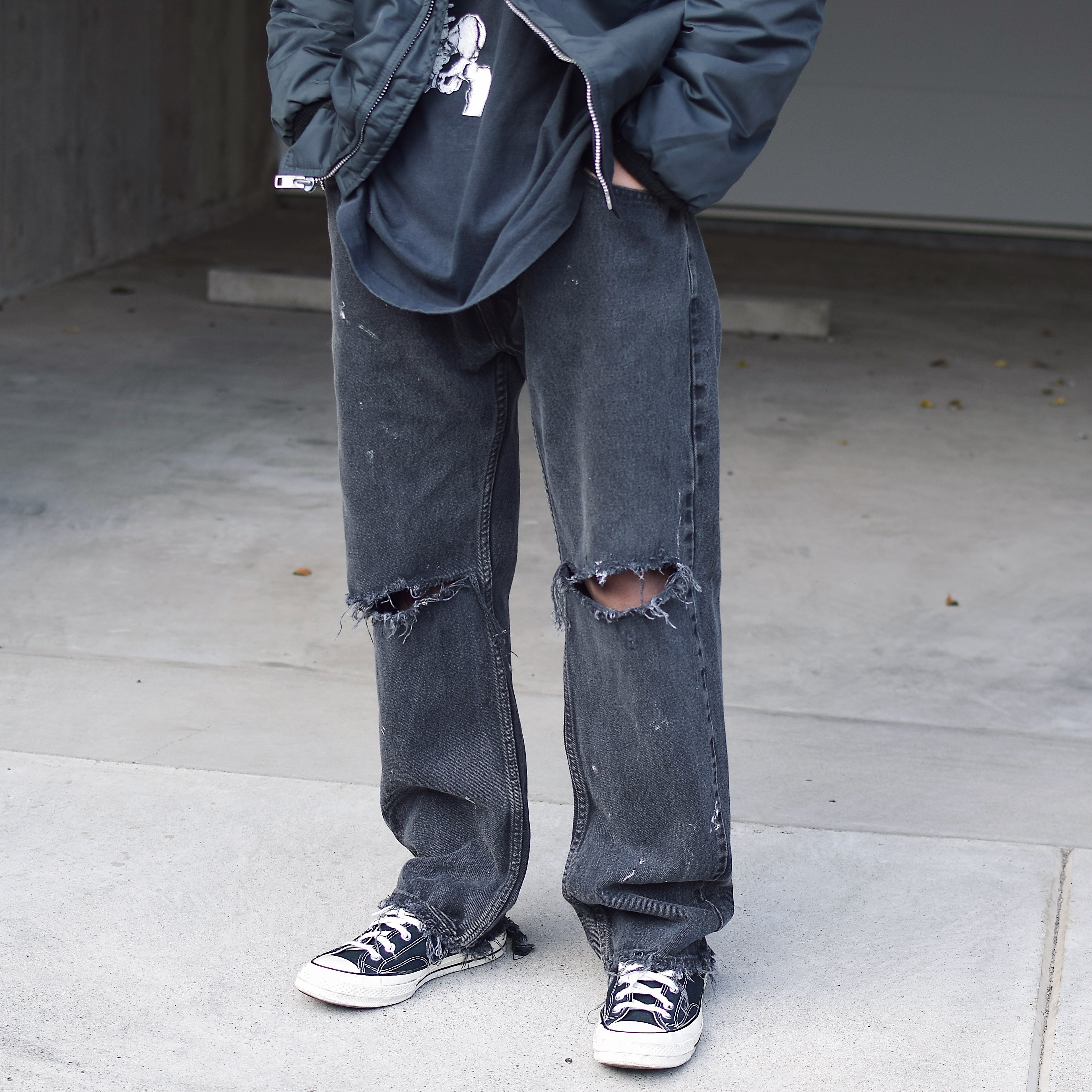 Vintage【Levi's】505 Grunge Black Denim Pants の画像 3