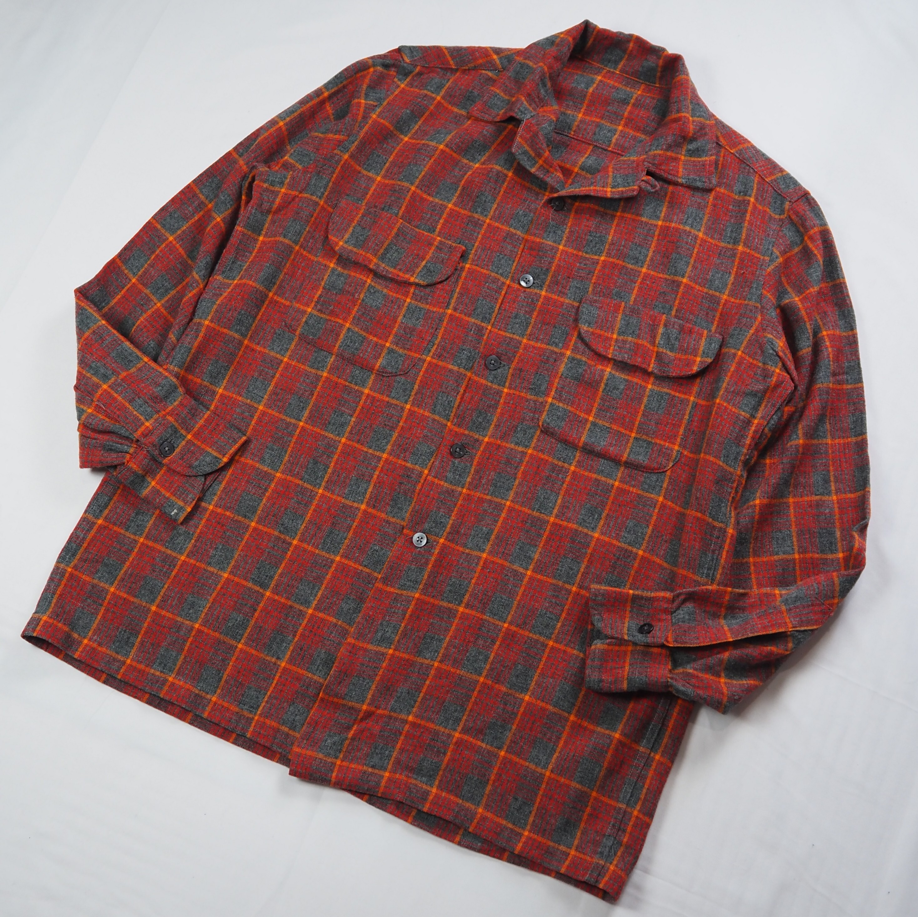 【9/23 20:00入荷】50's ウールシャツ レッド×グレー の画像 2