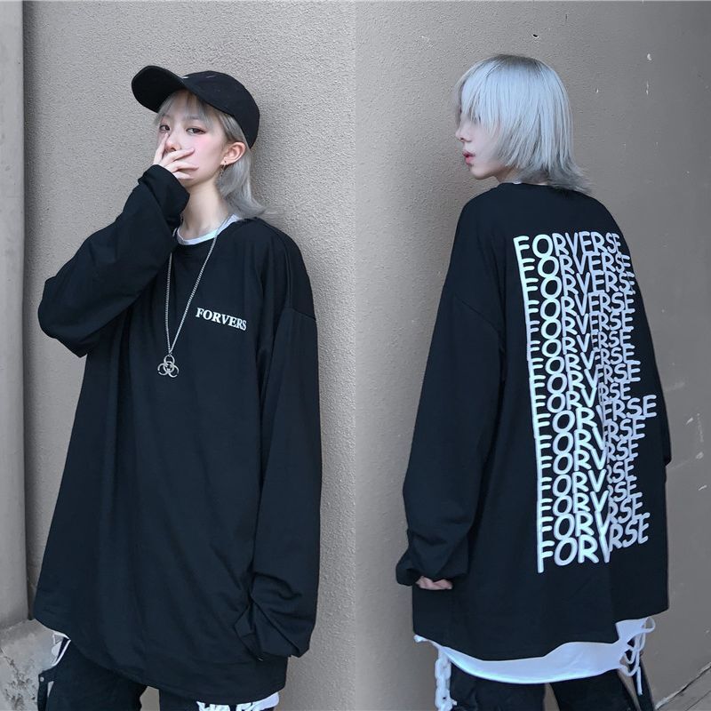 韓国ファッション ロングTシャツ ユニセックス 長袖 Tシャツ メンズ レディース 英字 バックプリント ロンT オーバーサイズ 大きいサイズ ストリート