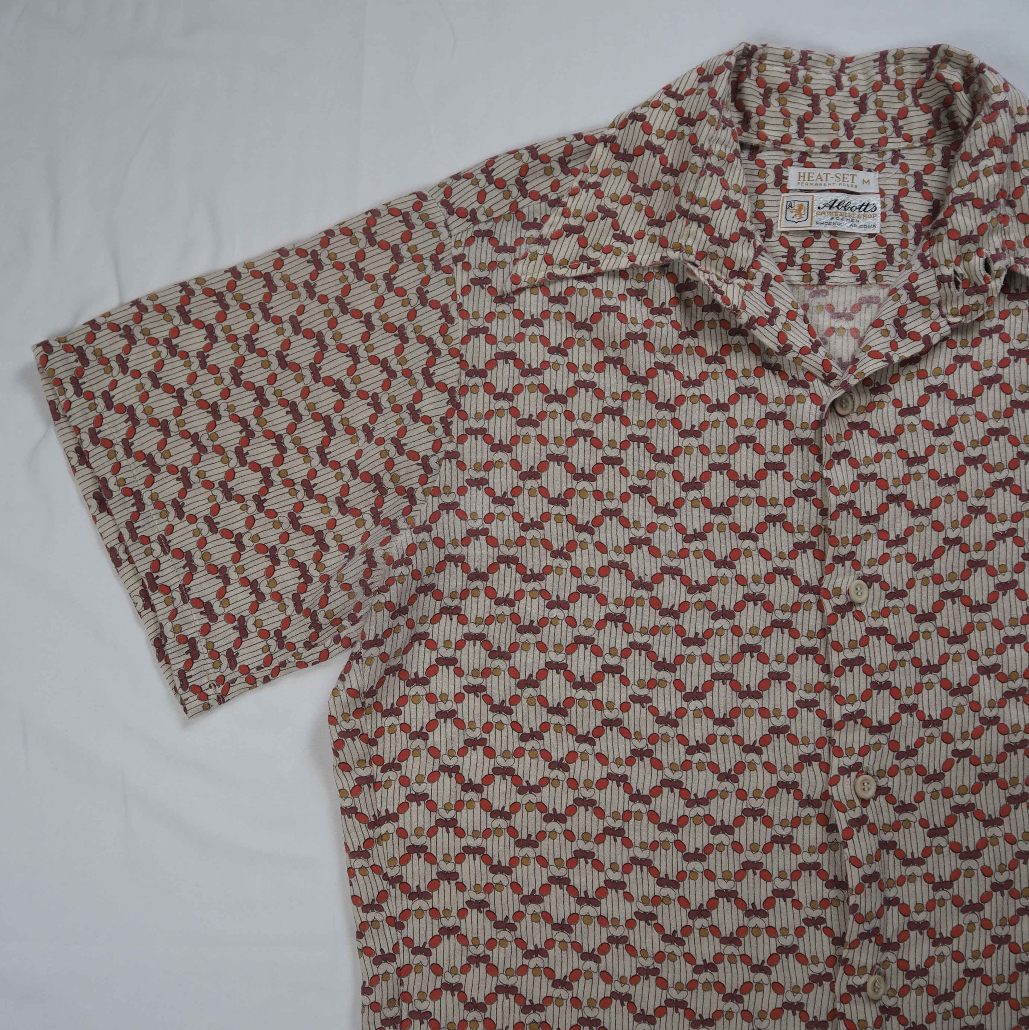 70’s コットン 半袖シャツ 総柄 の画像 6