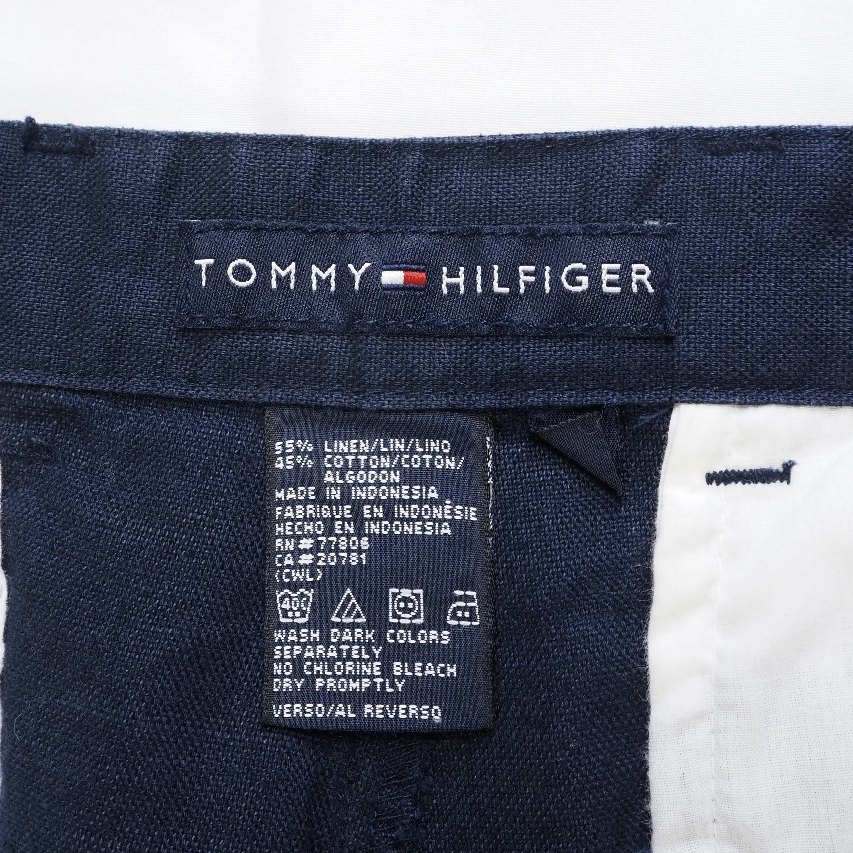 90’s-00’s Tommy Hilfiger リネンパンツ ネイビー の画像 4