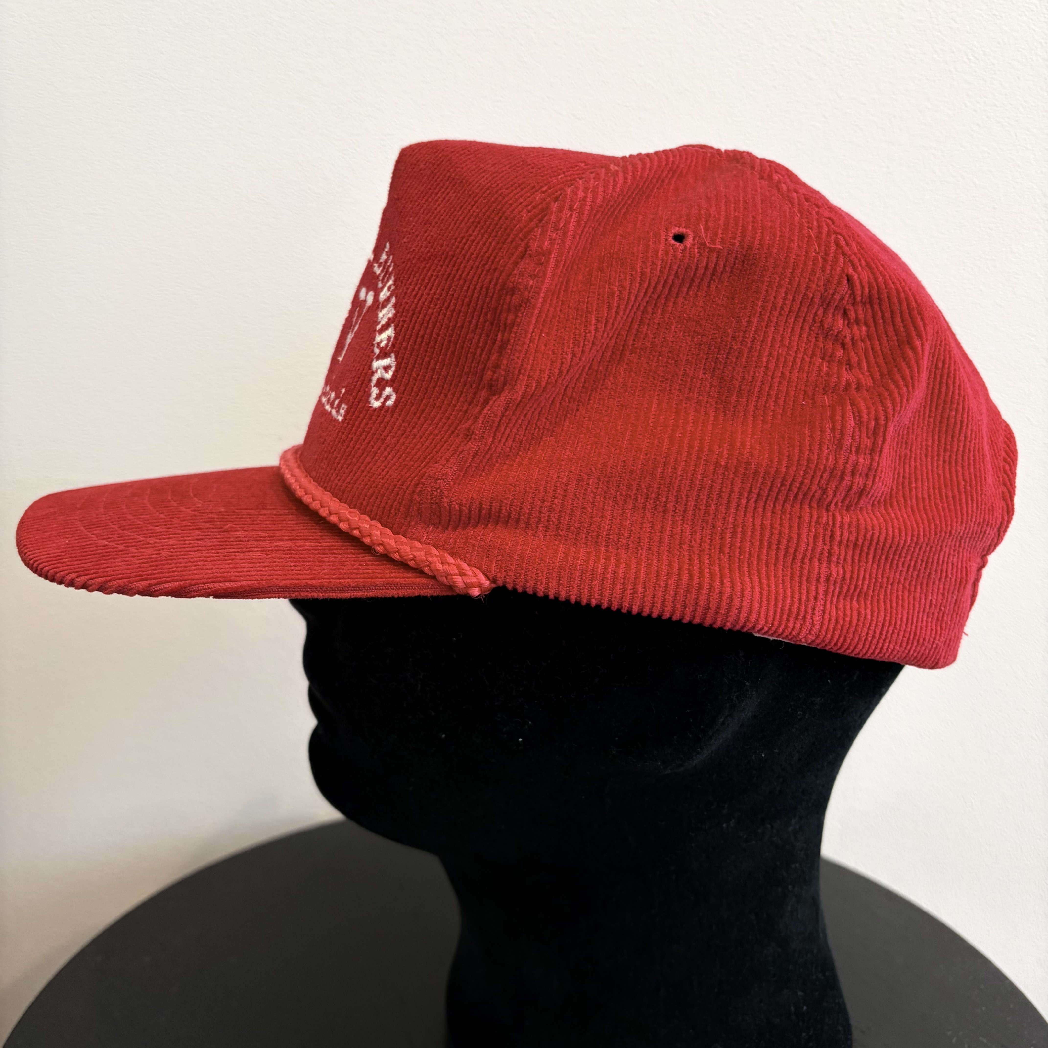 80s 企業物 YUPOONG コーデュロイ スナップバック キャップ レッド の画像 2