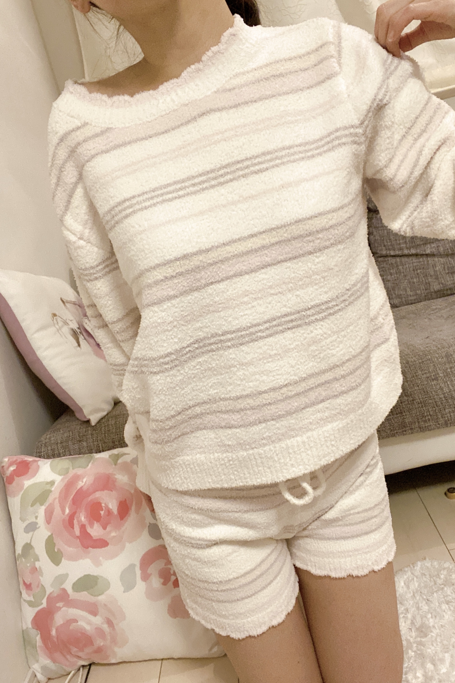 スカラップボーダー もこもこショートパンツルームウェア 水着 ファッション通販 Andante