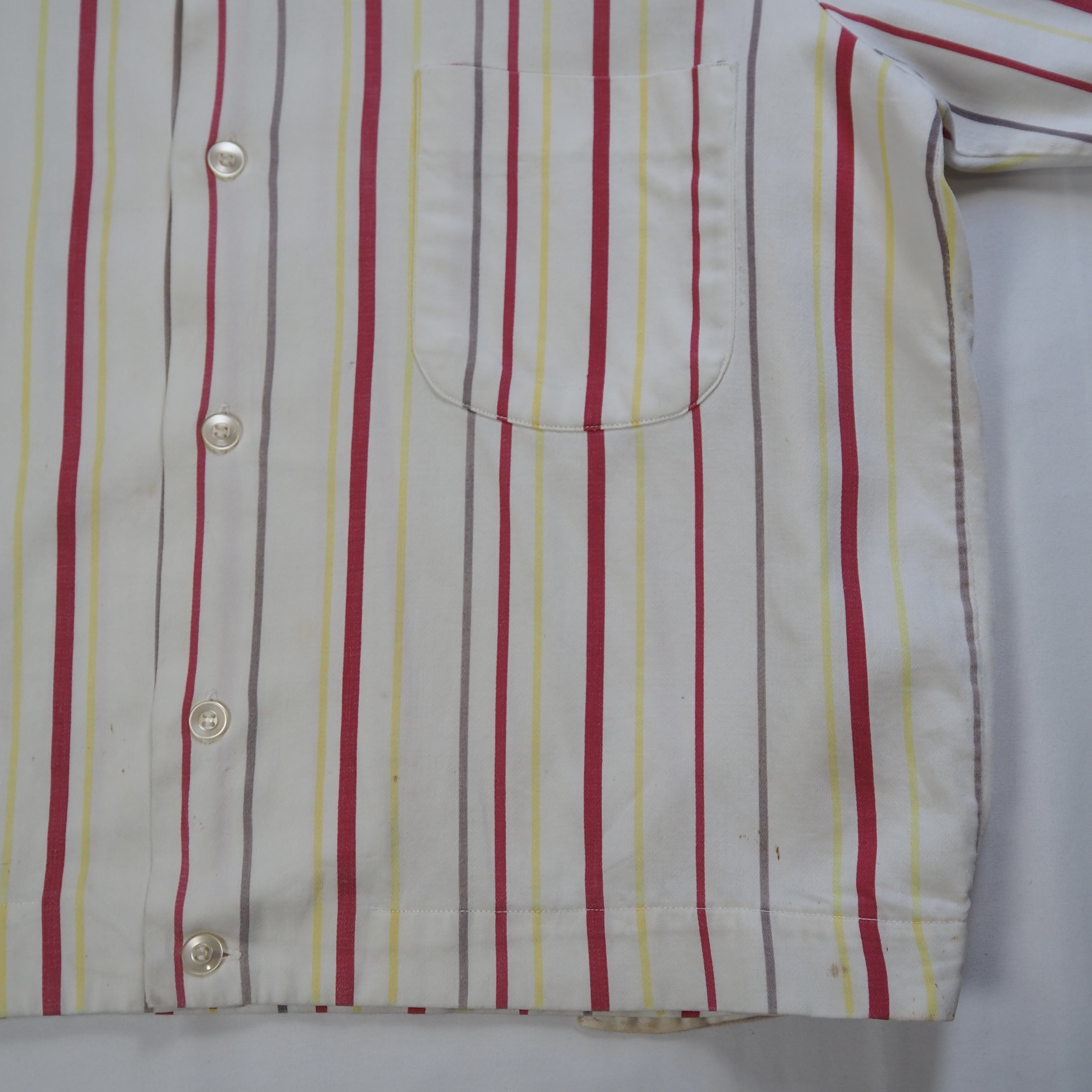 50’s Berma レーヨンシャツ ストライプ ホワイト Mサイズ の画像 7