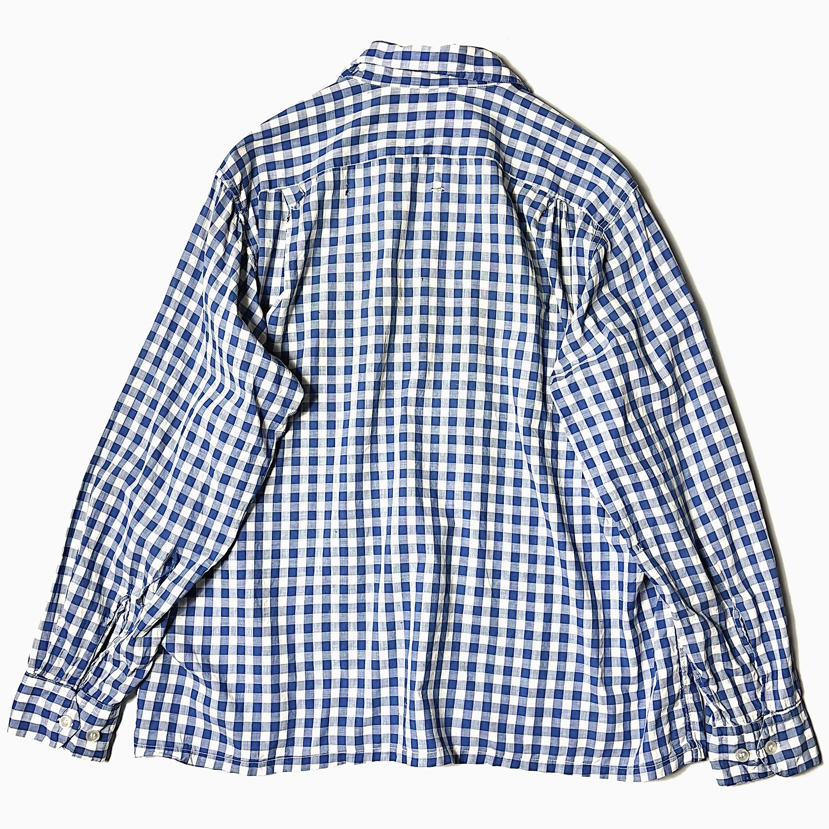 Vintage 50～60's【Jas.K.Wilson】Grunge Open Collar Check Shirt の画像 2