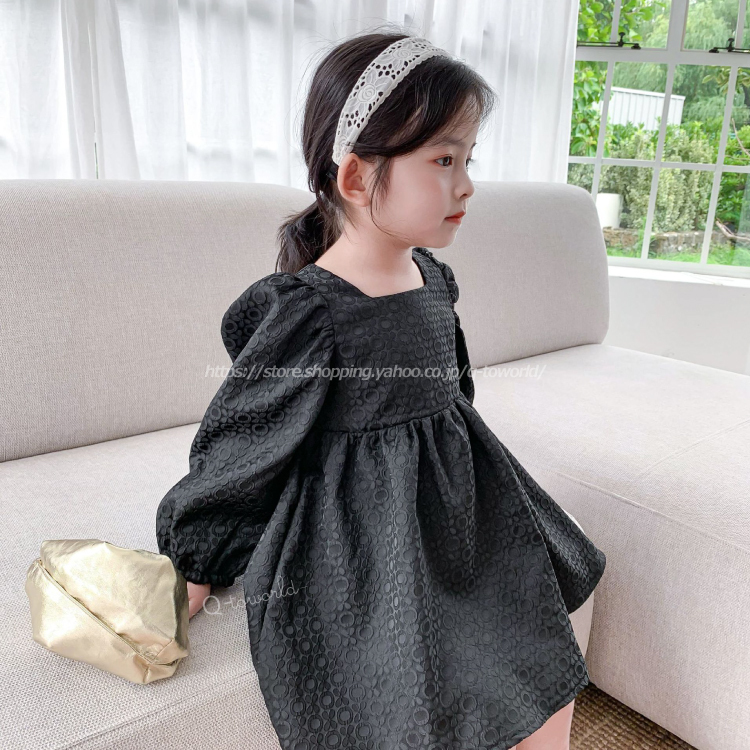 80 130 ワンピース 長袖 ドレス フォーマル ブラック 韓国版 韓国子供服 子供服 女の子 キッズ Q Toworld キュートワールド 子供服 メール便は何点でも送料の合計は280円