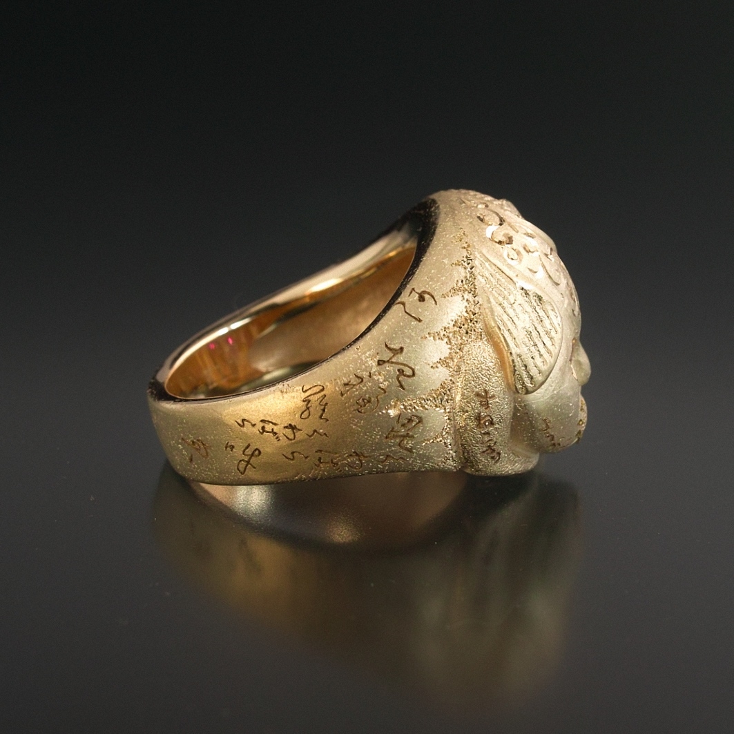 受注制作|犬? 猫? 妖怪指輪 『 すねこすり 』 10金イエローゴールド*ルビー