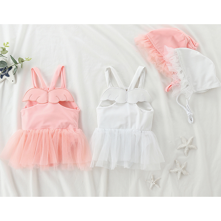 80 1 女の子 水着 ワンピースタイプ 天使の羽 ホワイト ピンク キッズ Q Toworld キュートワールド 子供服 メール便は何点でも送料の合計は280円