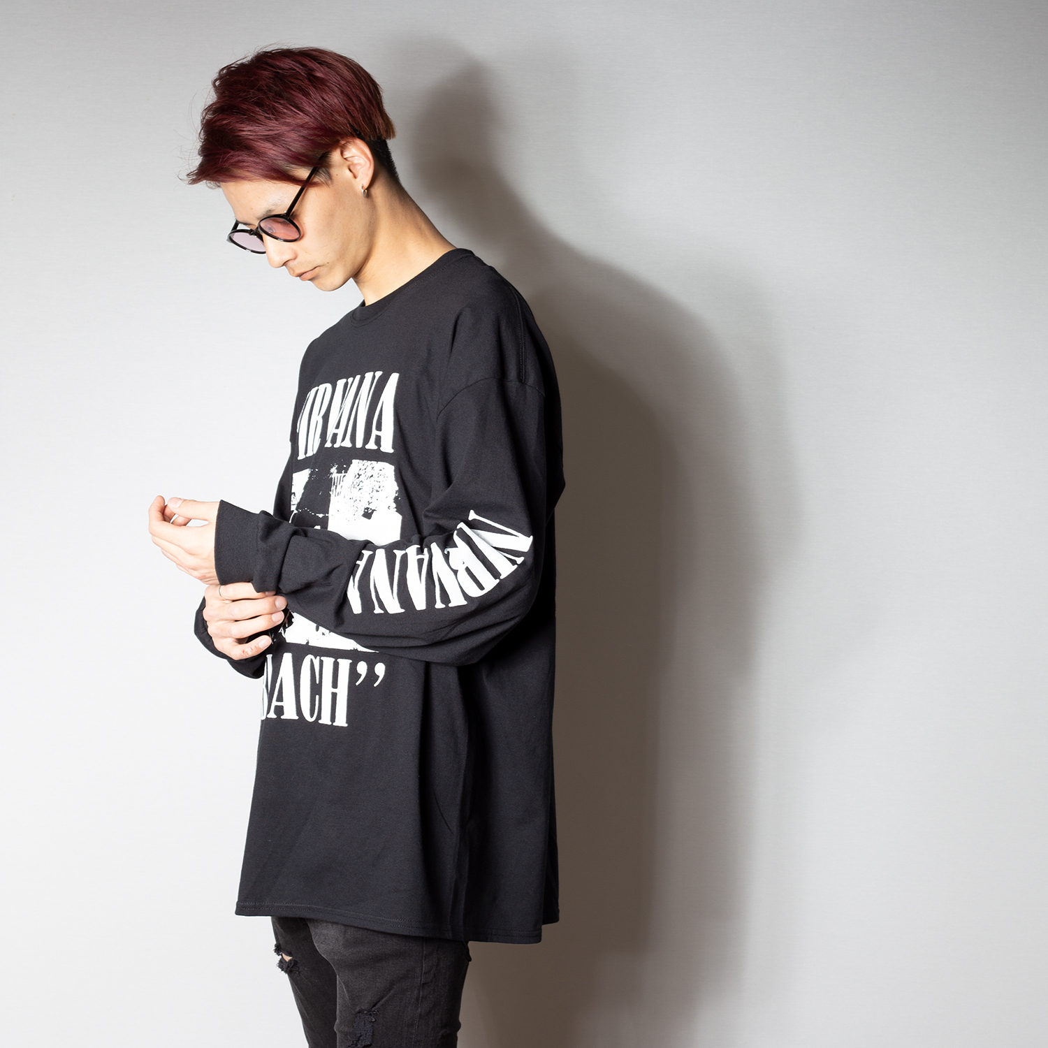 Nirvana ニルヴァーナ Bleach バンドtシャツ ロックtシャツ 袖プリント ロンt 長袖tシャツ Gildan Body Nirvana Lsteegl Bleach Oguoy Destroy It Create It Share It