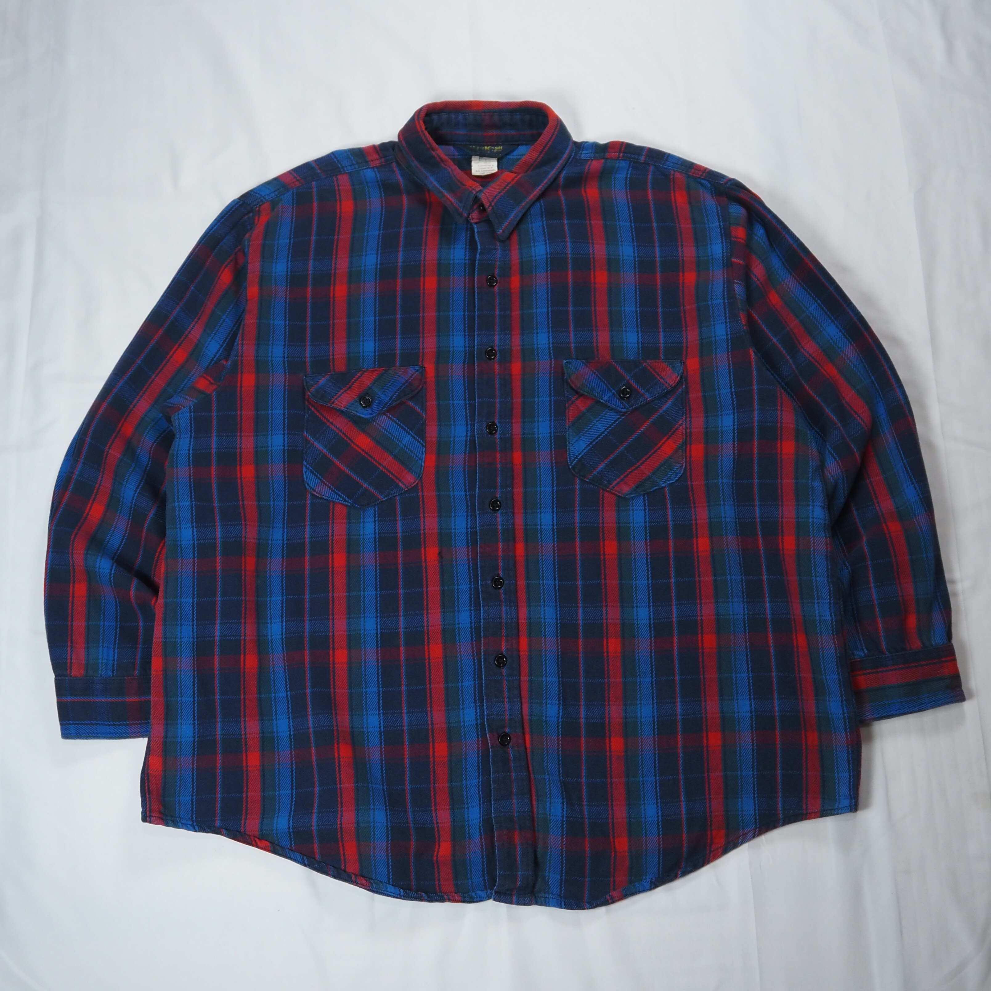 80's Osh Kosh ヘヴィネル XXL ブルー×レッド