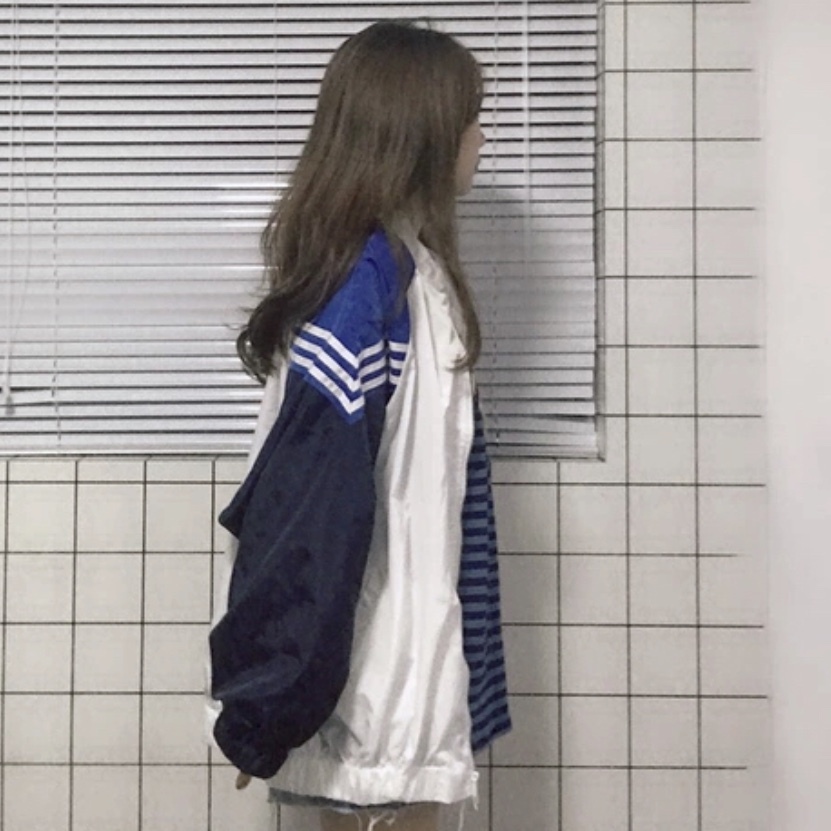 薄手 アウター 大きいサイズ レディース 春 秋 物 長袖 韓国 ファッション 可愛い 10代 ジップアップ 配色 ナイロン Ou 0069 Hapi Hapi Girl ハピ ガル