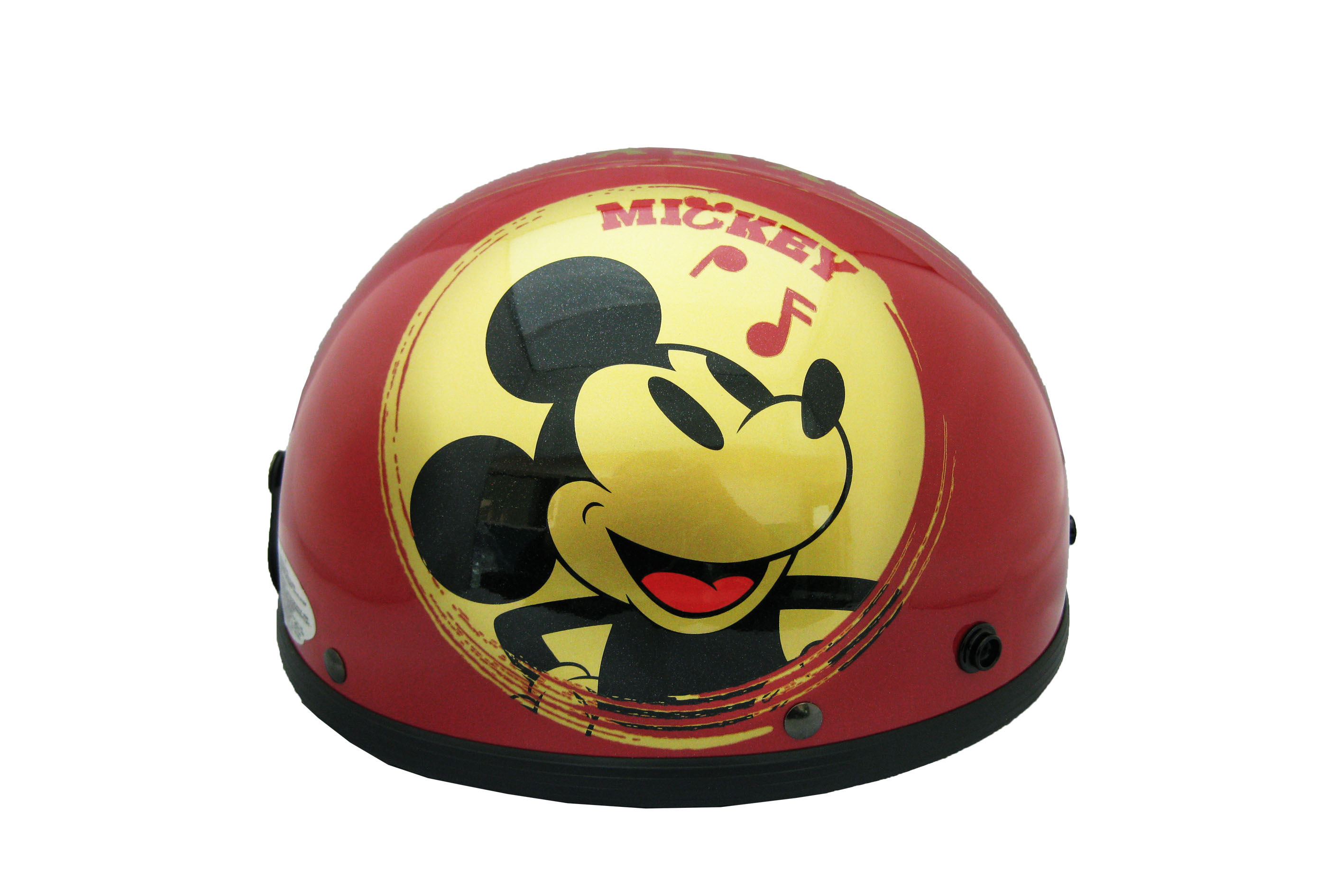 ディズニー正規ライセンス商品 ヴィンテージミッキーマウス Gold ハーフヘルメット ツバ別売り ミッキーマウス 白 赤 黒 Jwlsports