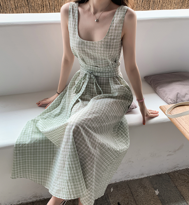 レディース ワンピース サマー 夏 uネックワンピース 涼しい さわやか ノースリーブ Seashore レディース ワンピース サマー 夏 uネックワンピース 涼しい さわやか ノースリーブ Seashore