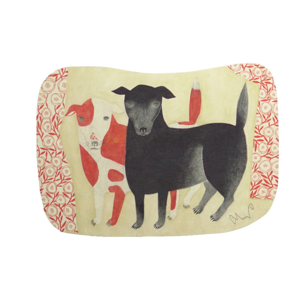 森田miw ポストカード 41 黒犬チョークと赤斑犬のテン Classta Onlineshop