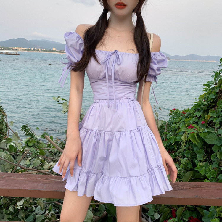 ラベンダーリボンワンピース 5street 韓国アパレルストア
