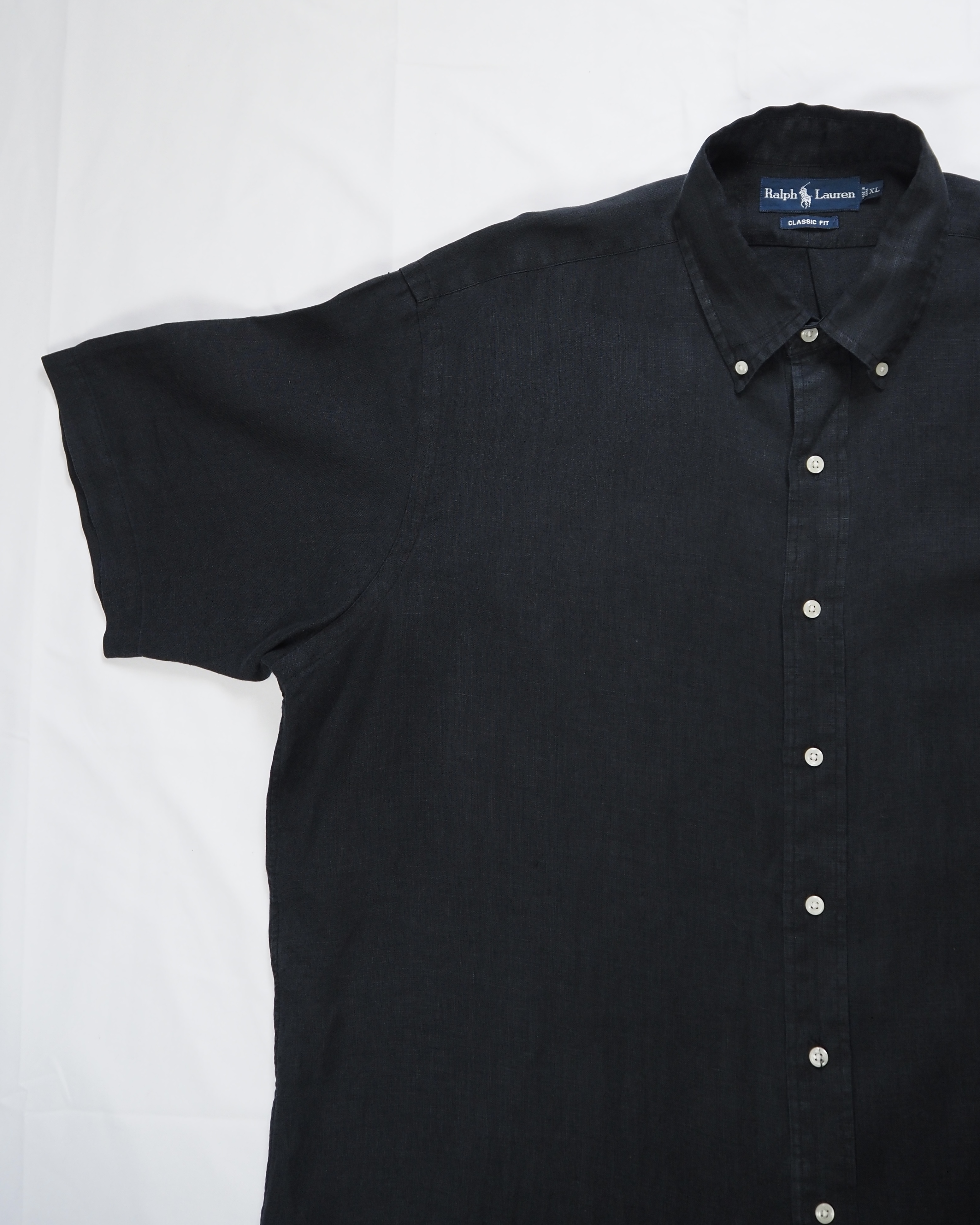 90’s Ralph Lauren リネンシャツ XL ブラック の画像 3