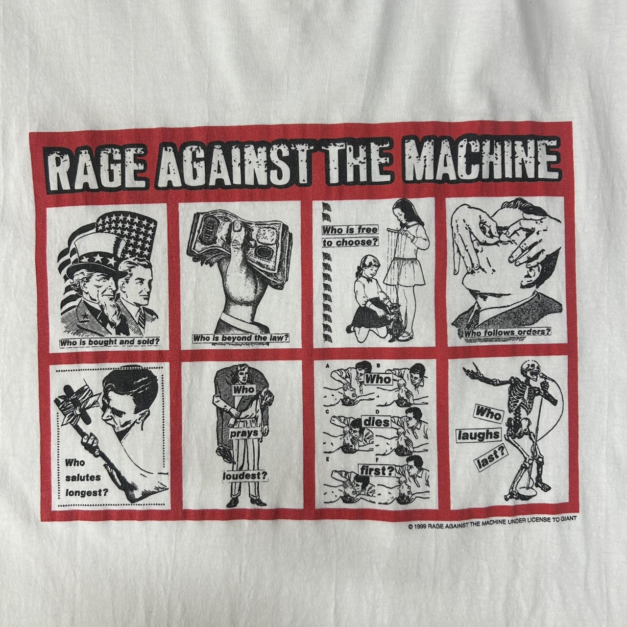 Rage Against The Machine メッセージプリント Tシャツ バンドT ホワイト XL の画像 5