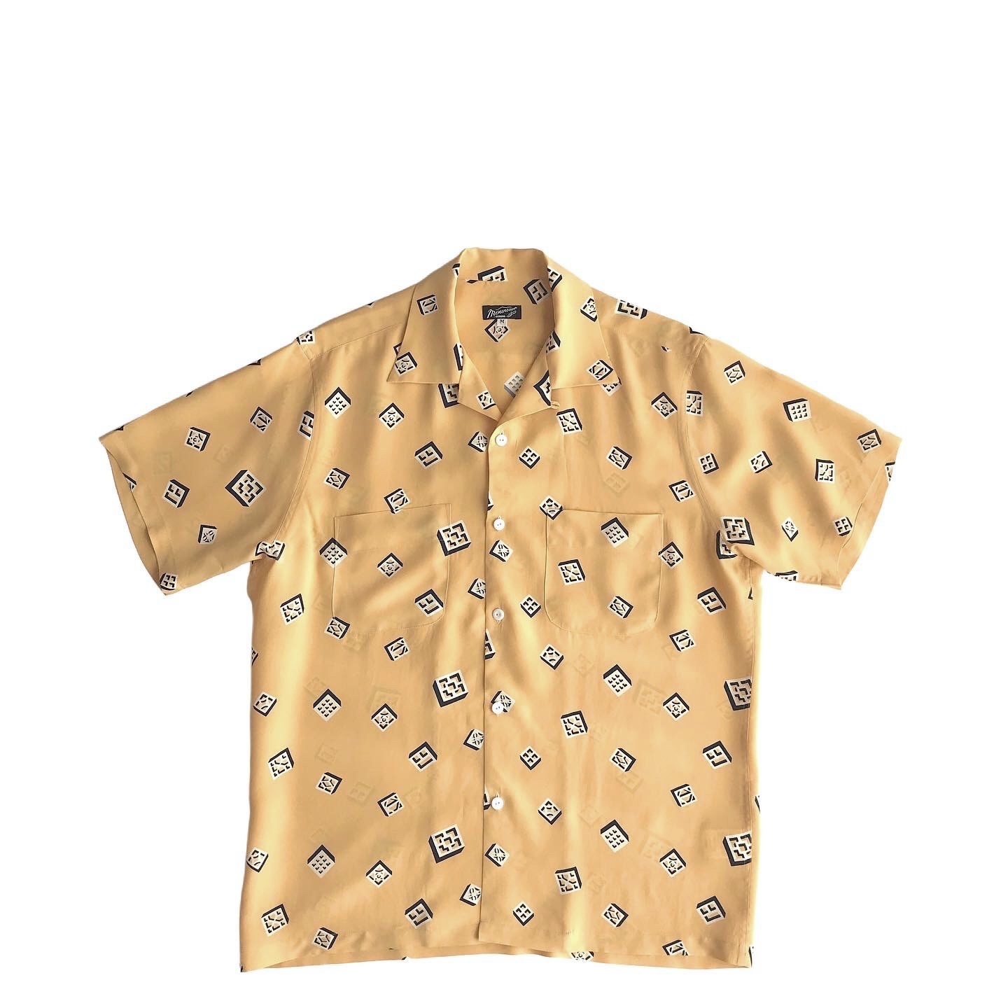 Mountainオリジナル 半袖アロハシャツ Okinawa Blocks Vintage Mustard Mountain Okinawa Online Store Mountainオリジナル 半袖アロハシャツ Okinawa Blocks Vintage Mustard Mountain Okinawa Online Store