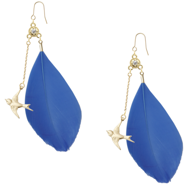 幸せの青い鳥 羽のピアス アクセサリーショップ ｰsabotenｰ