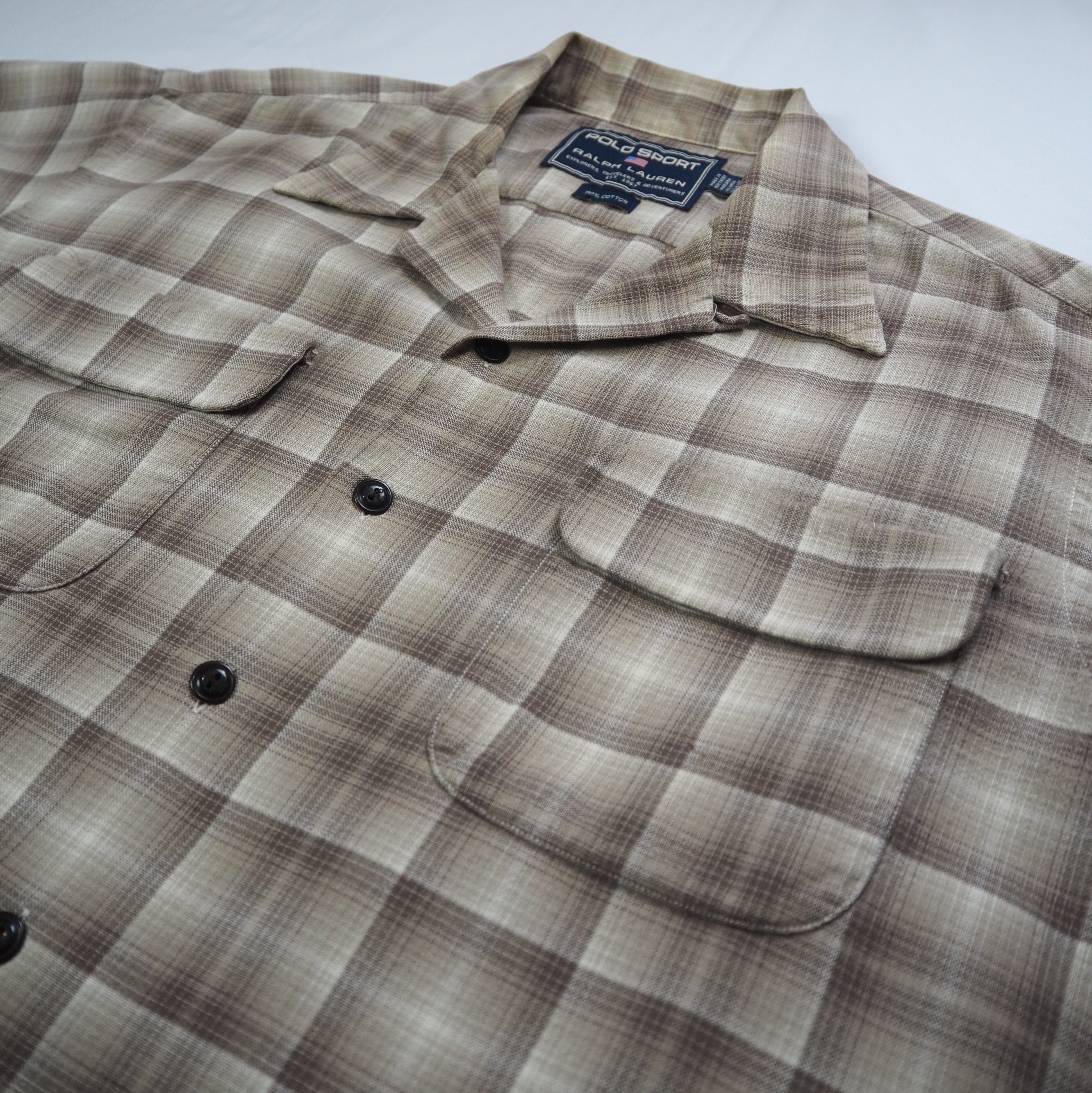 【9/23 20:00入荷】90's POLO Sports シャツ オンブレ ブラウン Lサイズ の画像 9