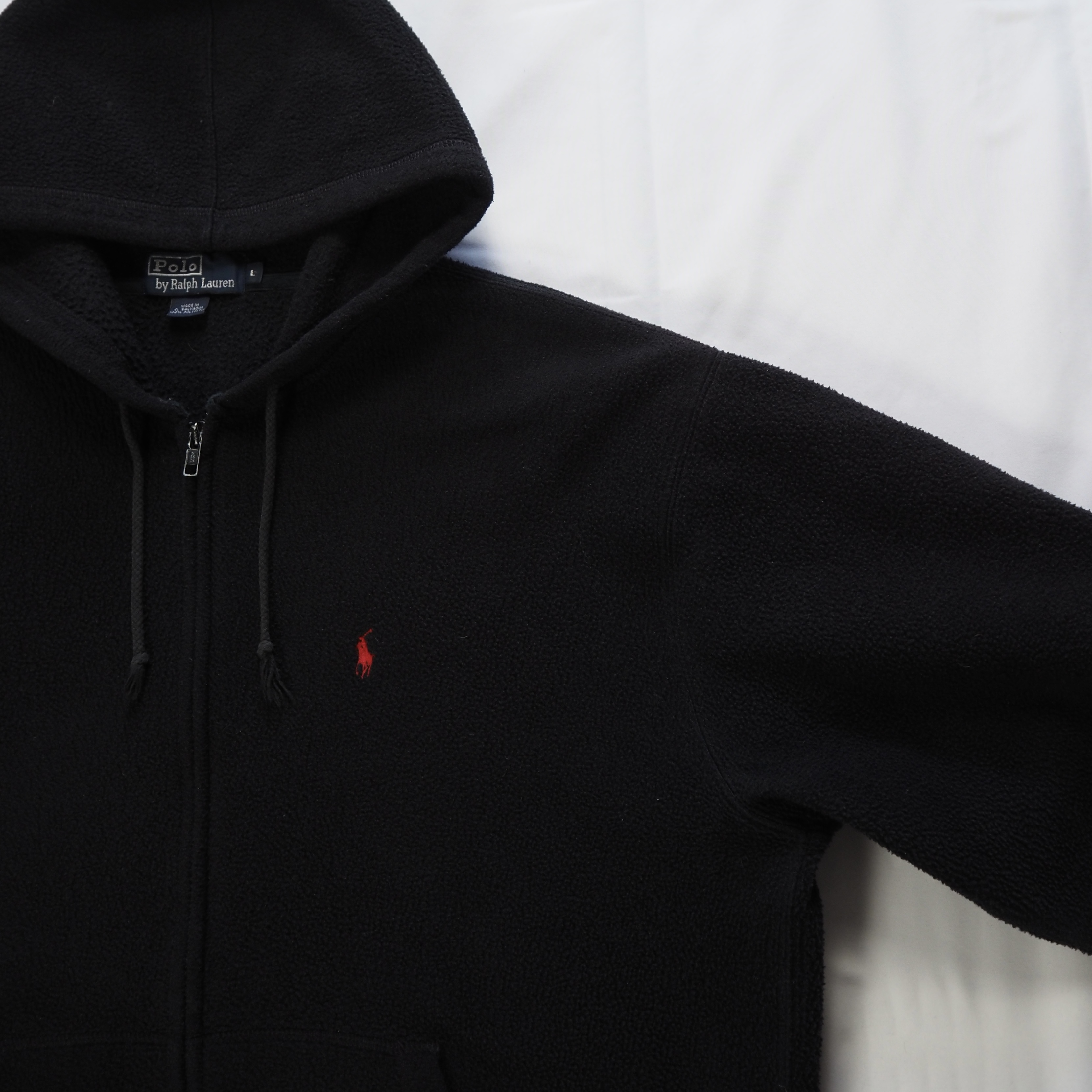 90’s Ralph Lauren フリースジップフーディ ブラック Lサイズ の画像 3