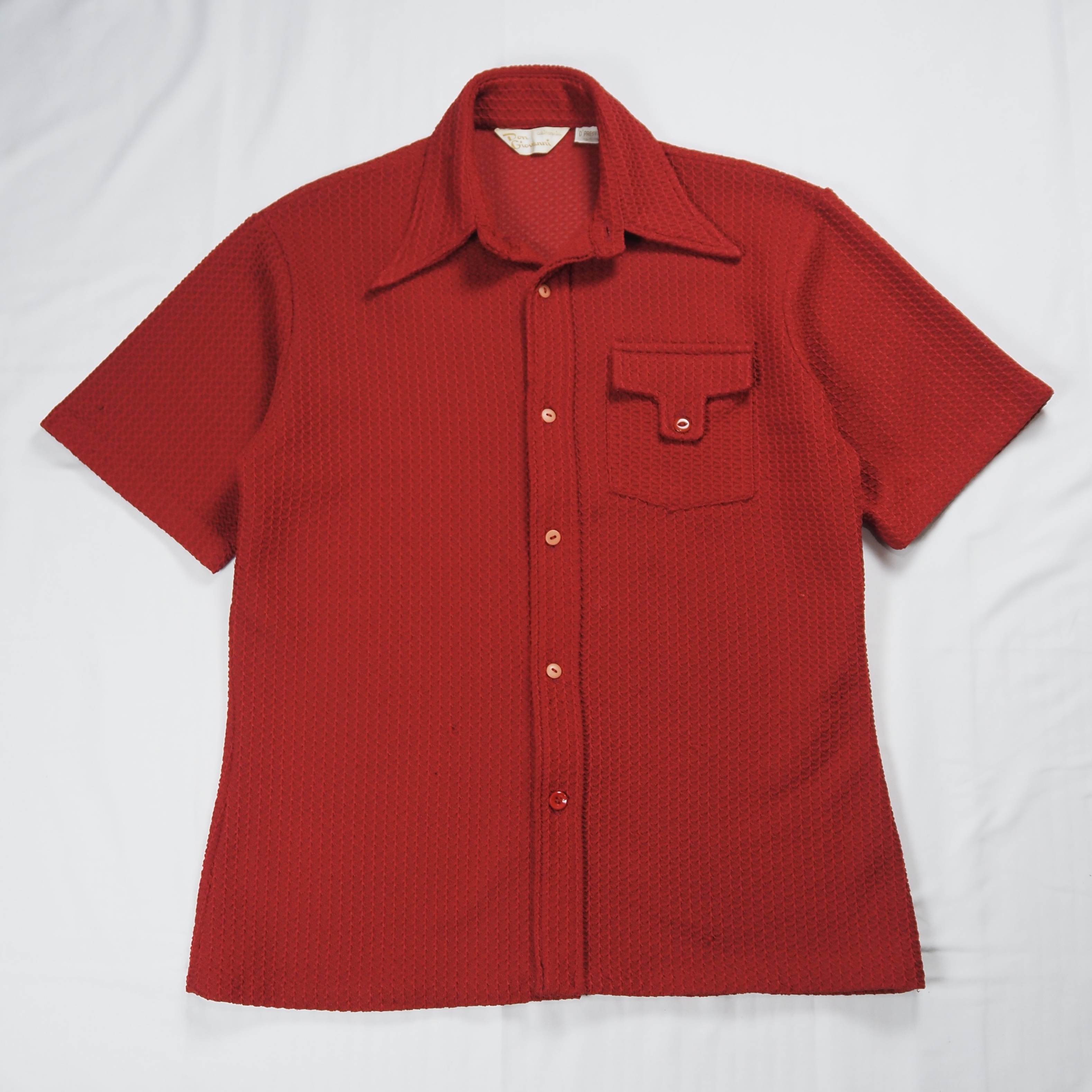 60’s-70’s 半袖シャツ レアファブリック 変形フラップ