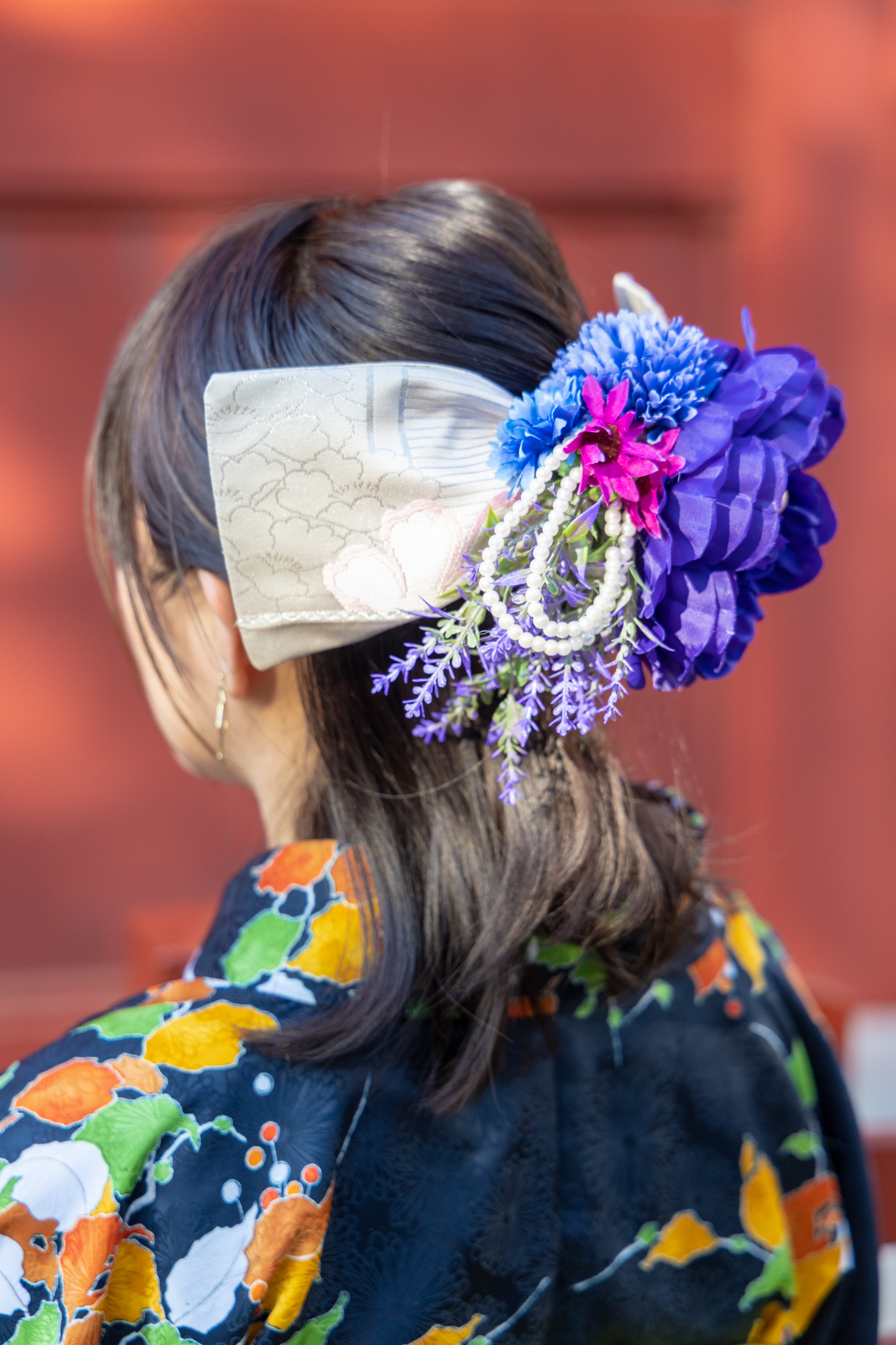 卒業式髪飾り 袴髪飾り 袴リボン 紫 No17 Fujiya Obi Collection