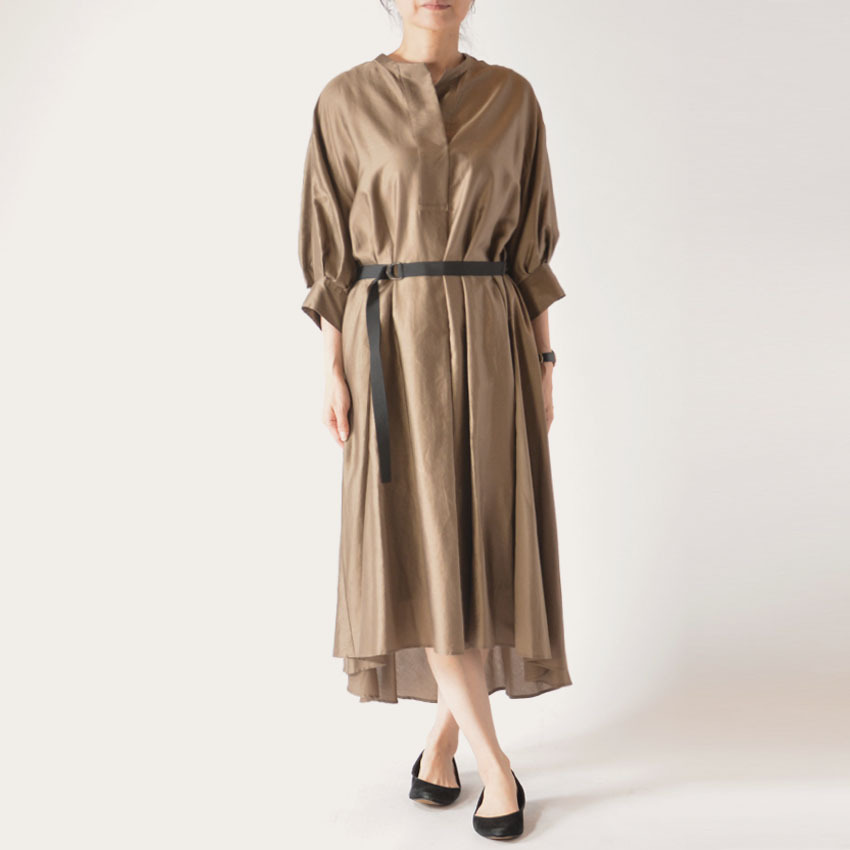 Passione パシオーネ シルキーコットンベルト付きワンピース ブラウン 38 ワンサイズ 品番 Boutique Miki Athenanewyork Hunter 水鳥工業の下駄