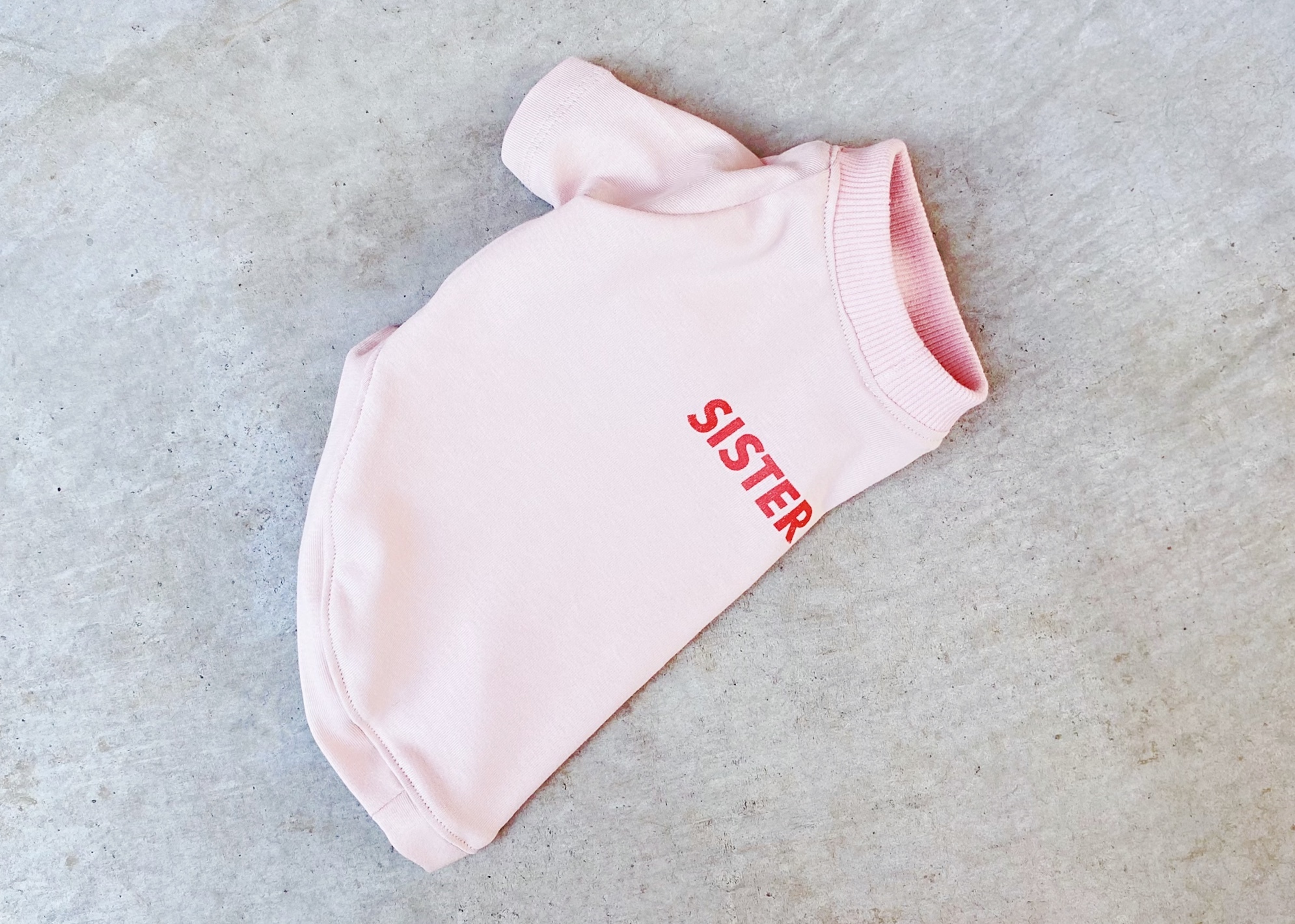 Sister Tシャツ ピンクベージュ ー 犬服 イタグレ服 ミニピン服 フレブル服 キャバリア服 Maison Sept メゾン セット ドッグウェア イタグレ ミニピン フレブル キャバリア