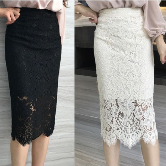 送料無料 ハイウエストスタイル レースタイトスカート 花柄 ミディアム丈 裏地付 ウエストゴム Rf0607 ラフィーネ ドレス パーティードレス