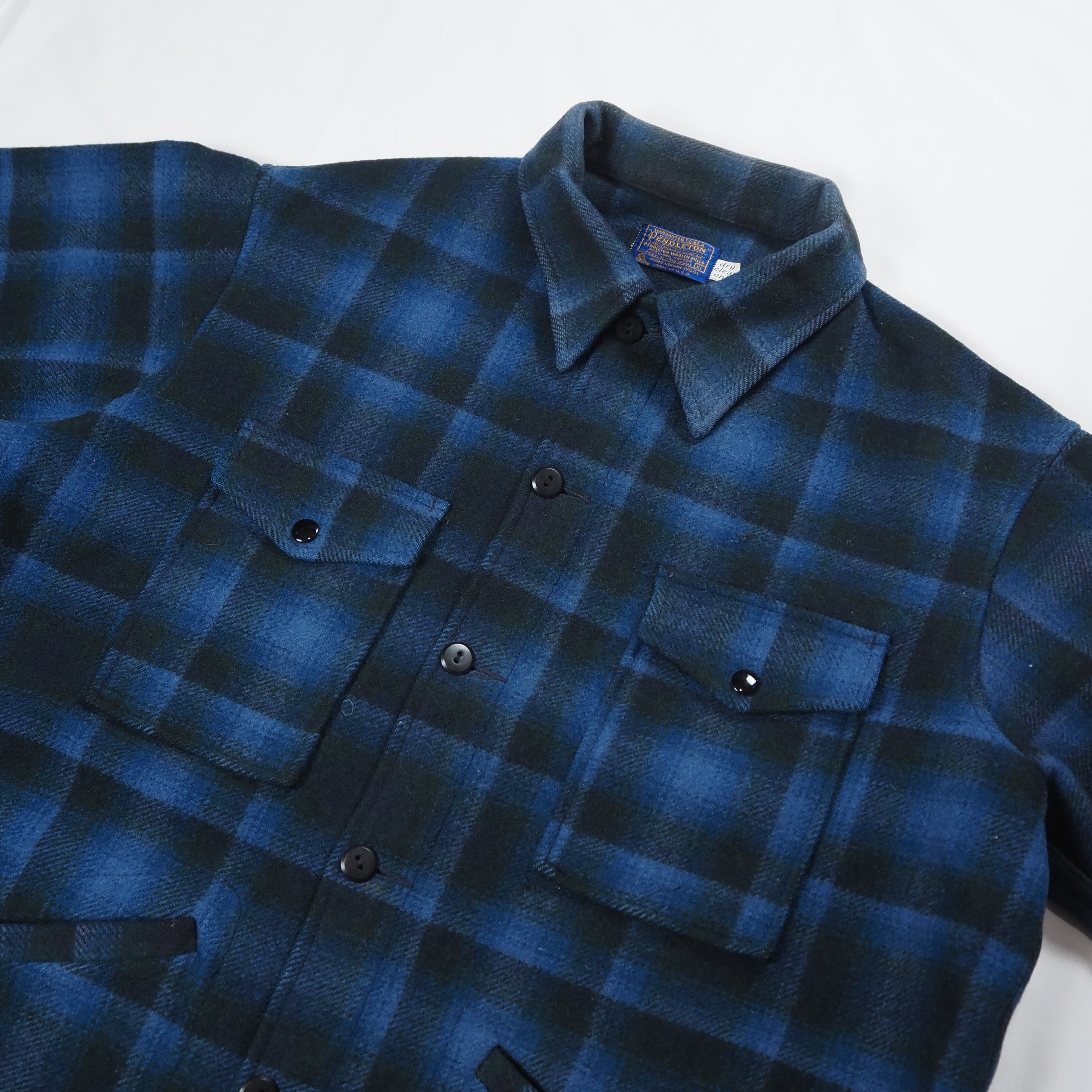 【9/23 20:00入荷】60's-70's Pendleton ウールジャケット ブルー×ブラック オンブレチェック の画像 7